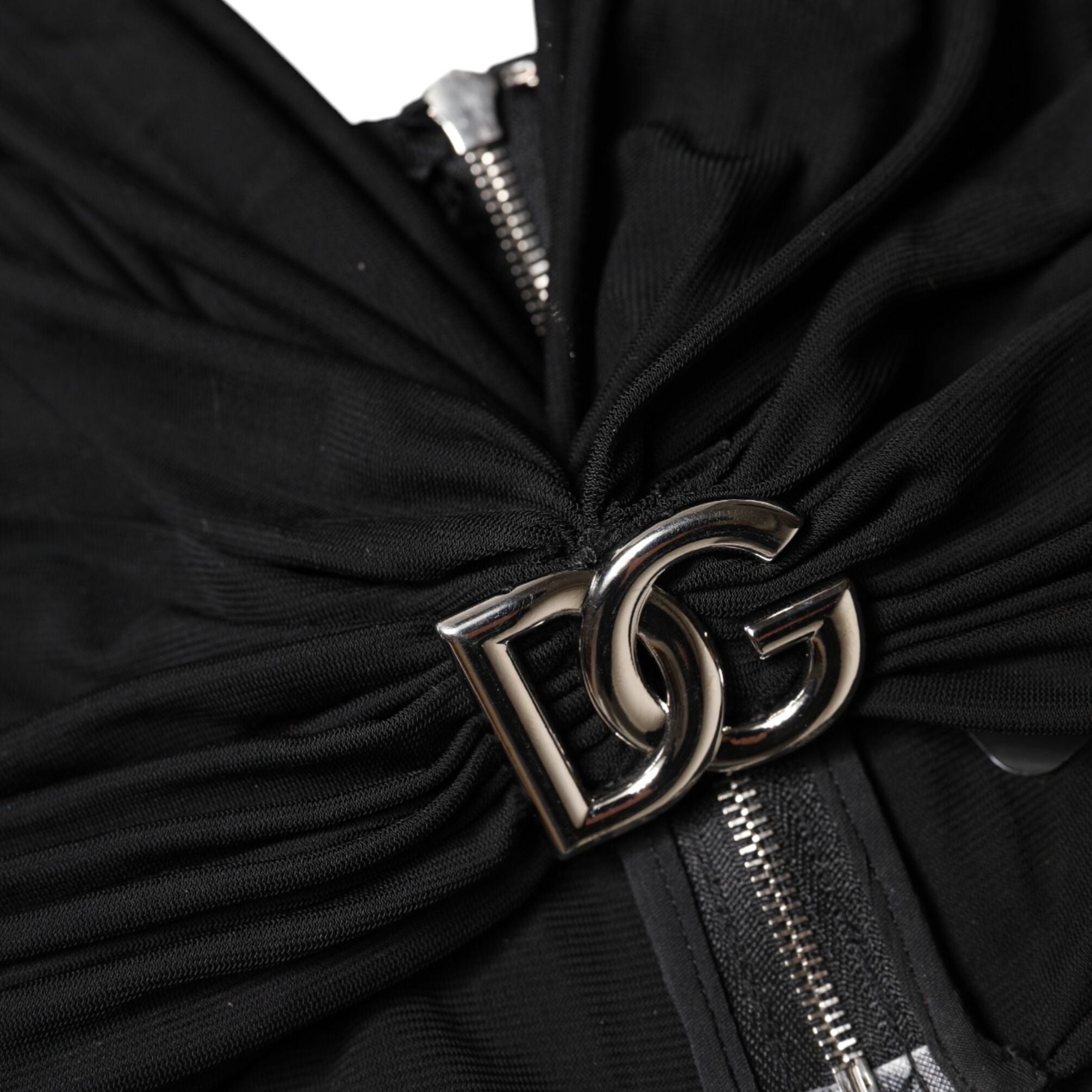 Dolce & Gabbana Black Cropped Viscose Halter Bustier Top