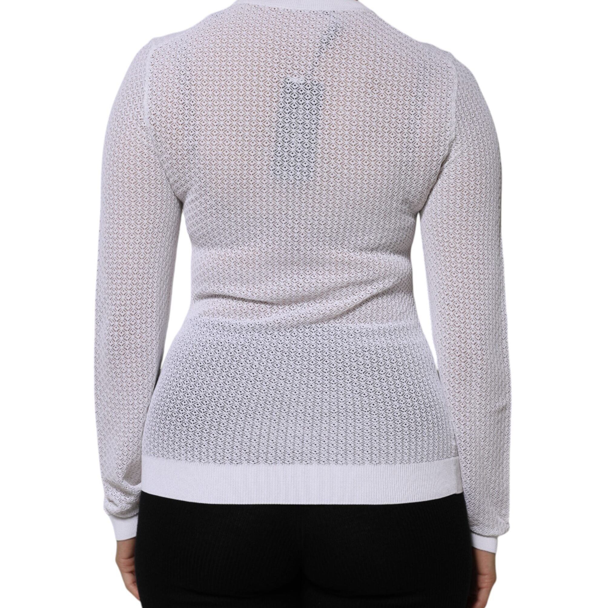 Dolce & Gabbana White Round Neck Long Sleeves Pullover Top