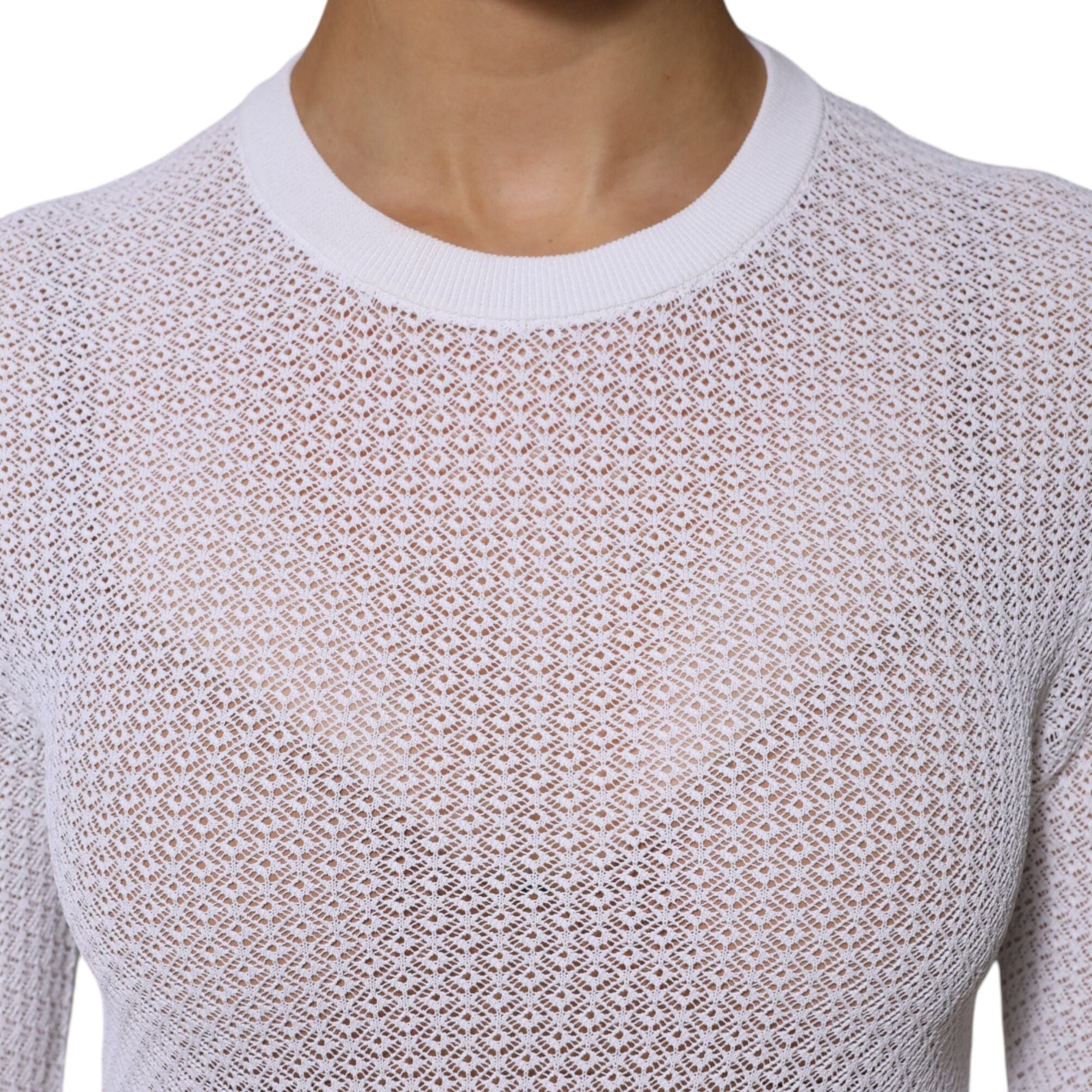 Dolce & Gabbana White Round Neck Long Sleeves Pullover Top