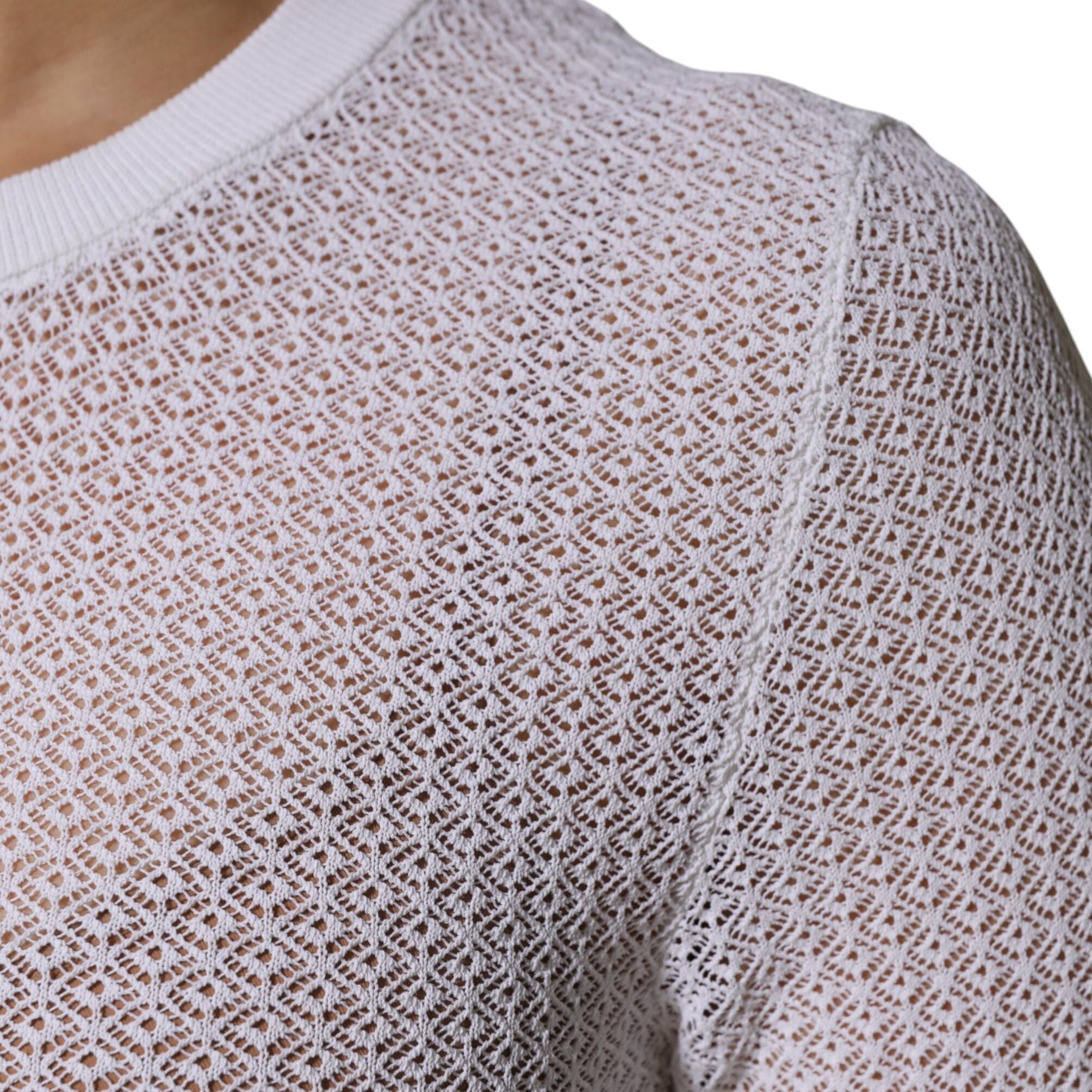 Dolce & Gabbana White Round Neck Long Sleeves Pullover Top