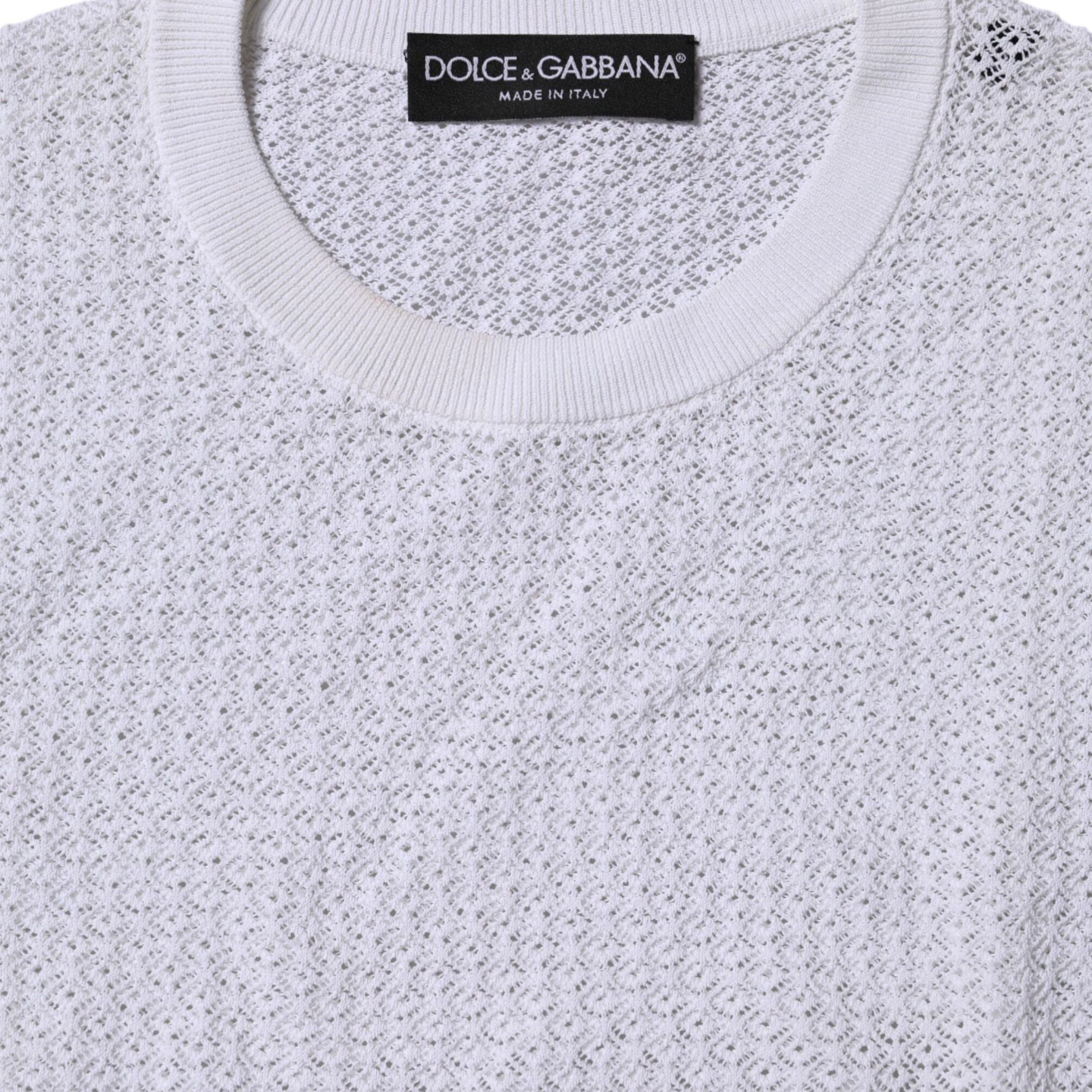 Dolce & Gabbana White Round Neck Long Sleeves Pullover Top