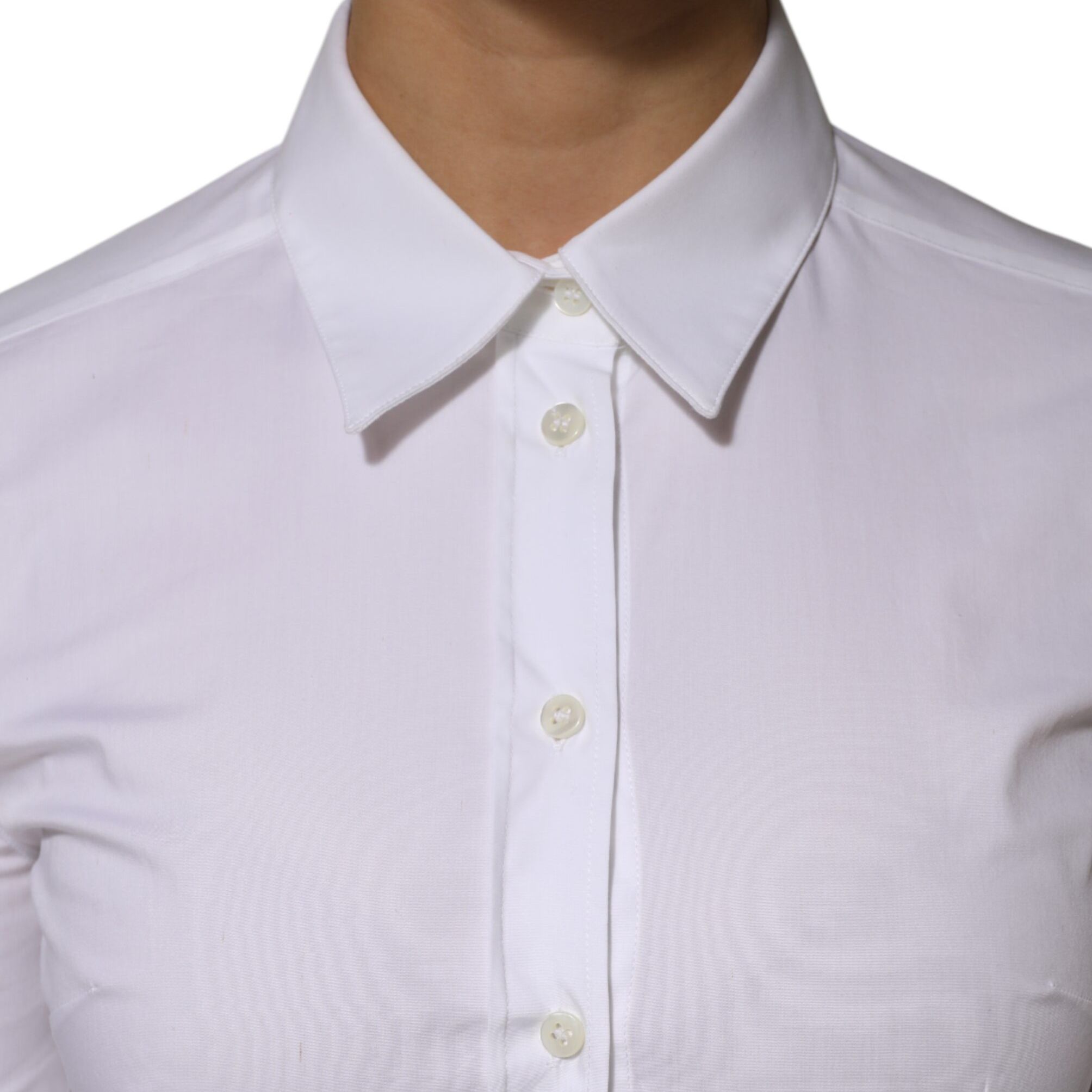 Dolce & Gabbana White Cotton Collared Long Sleeves Shirt Top