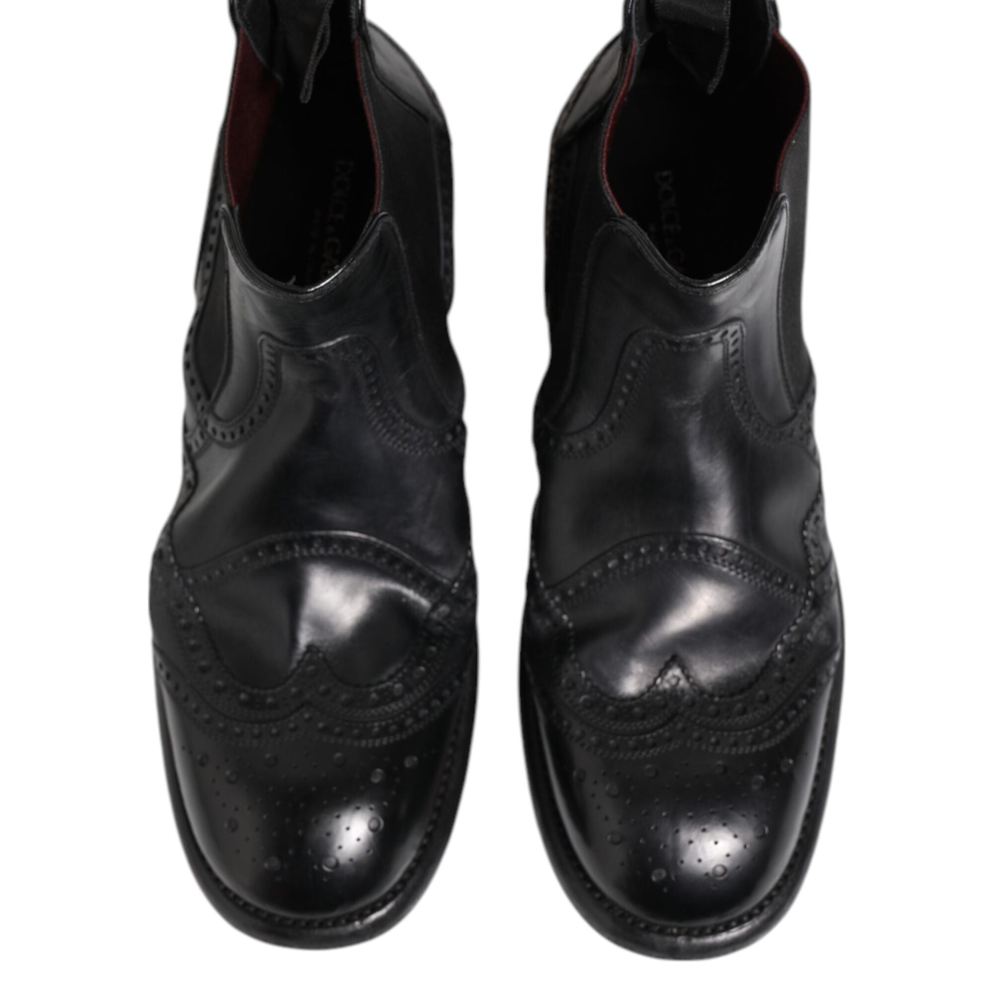 Dolce & Gabbana Black Leather Ankle Boots Slip On Shoes