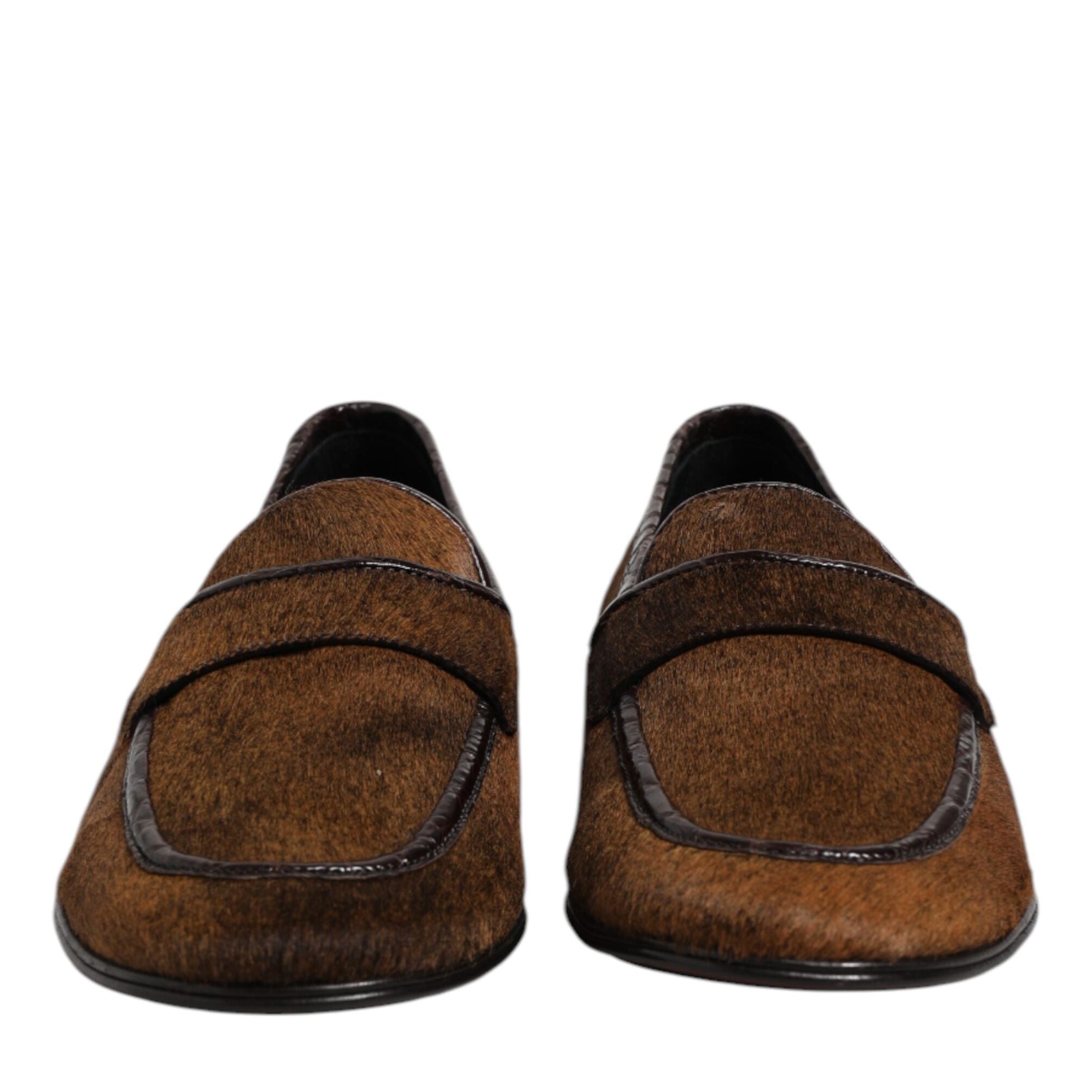 Dolce & Gabbana Brown Loafers Leather Slip On Men Dress Shoes