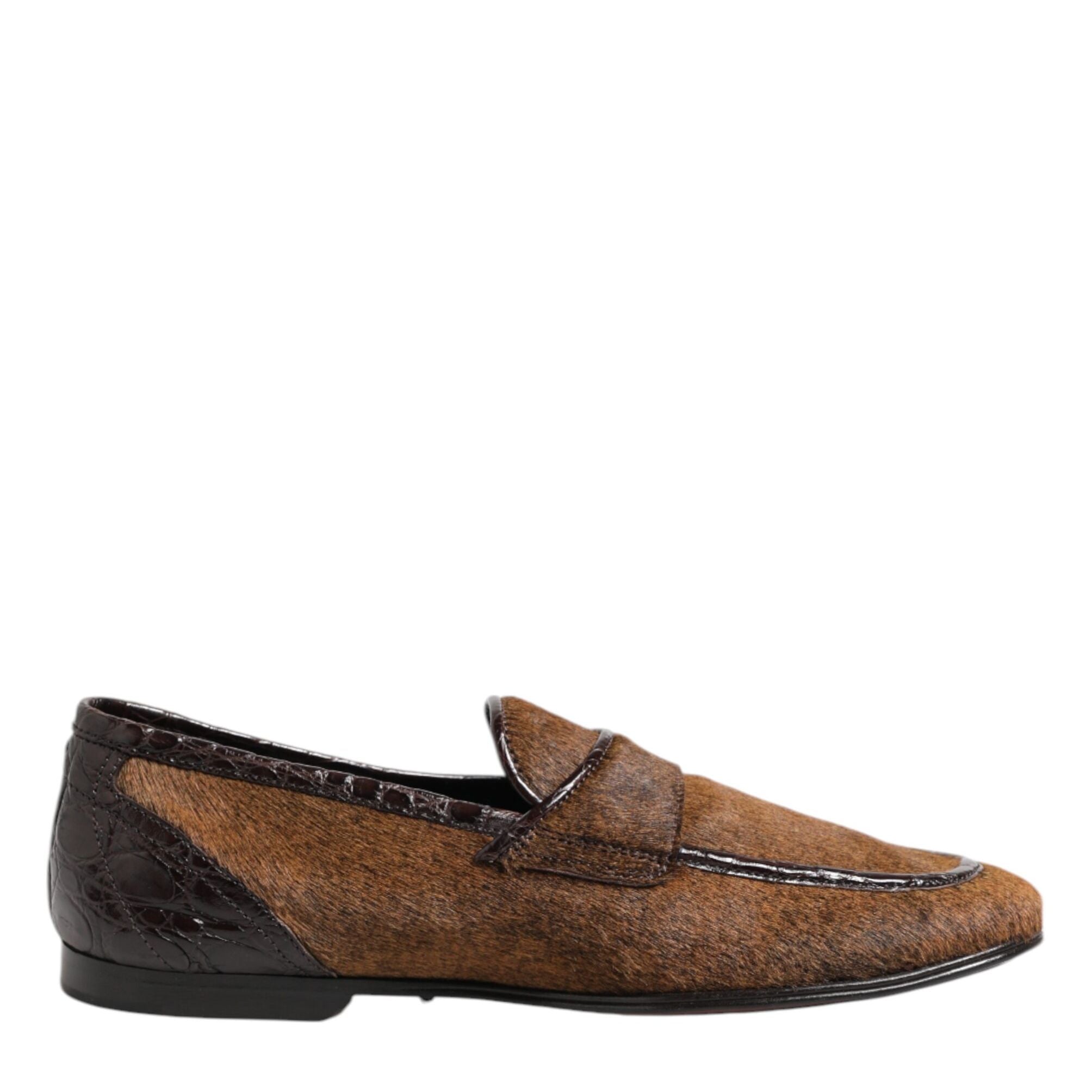 Dolce & Gabbana Brown Loafers Leather Slip On Men Dress Shoes
