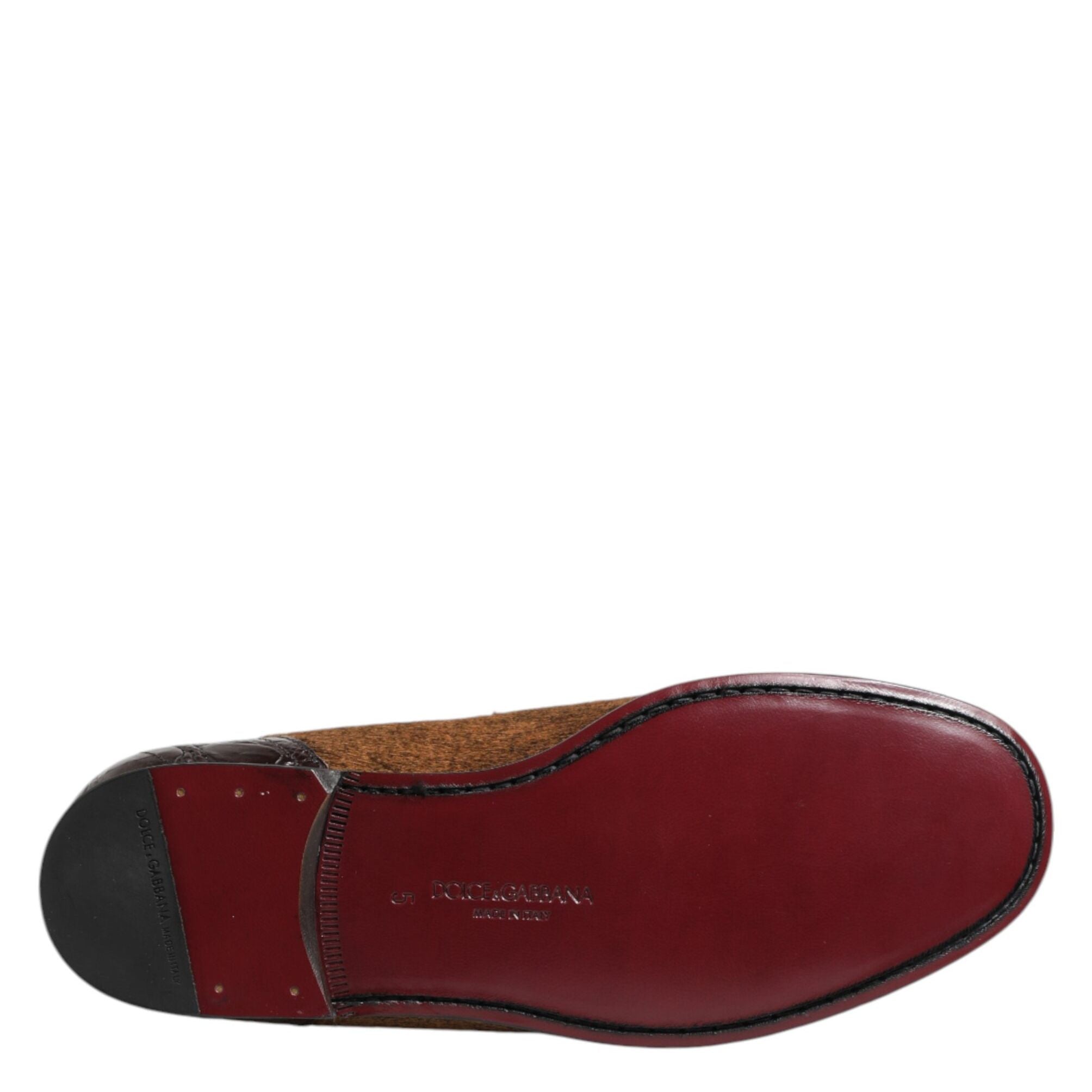 Dolce & Gabbana Brown Loafers Leather Slip On Men Dress Shoes