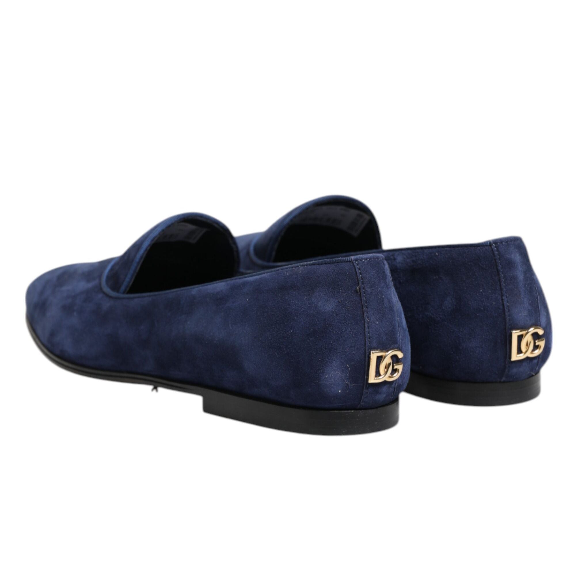 Dolce & Gabbana Blue Velvet DG Logo Loafers Formal Shoes