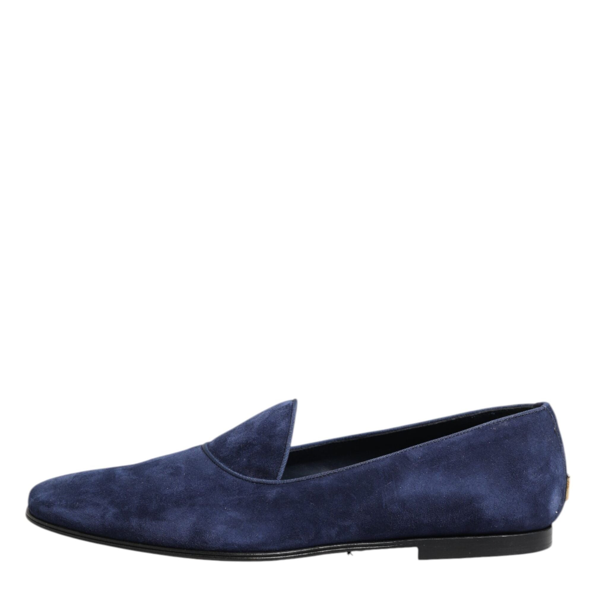 Dolce & Gabbana Blue Velvet DG Logo Loafers Formal Shoes