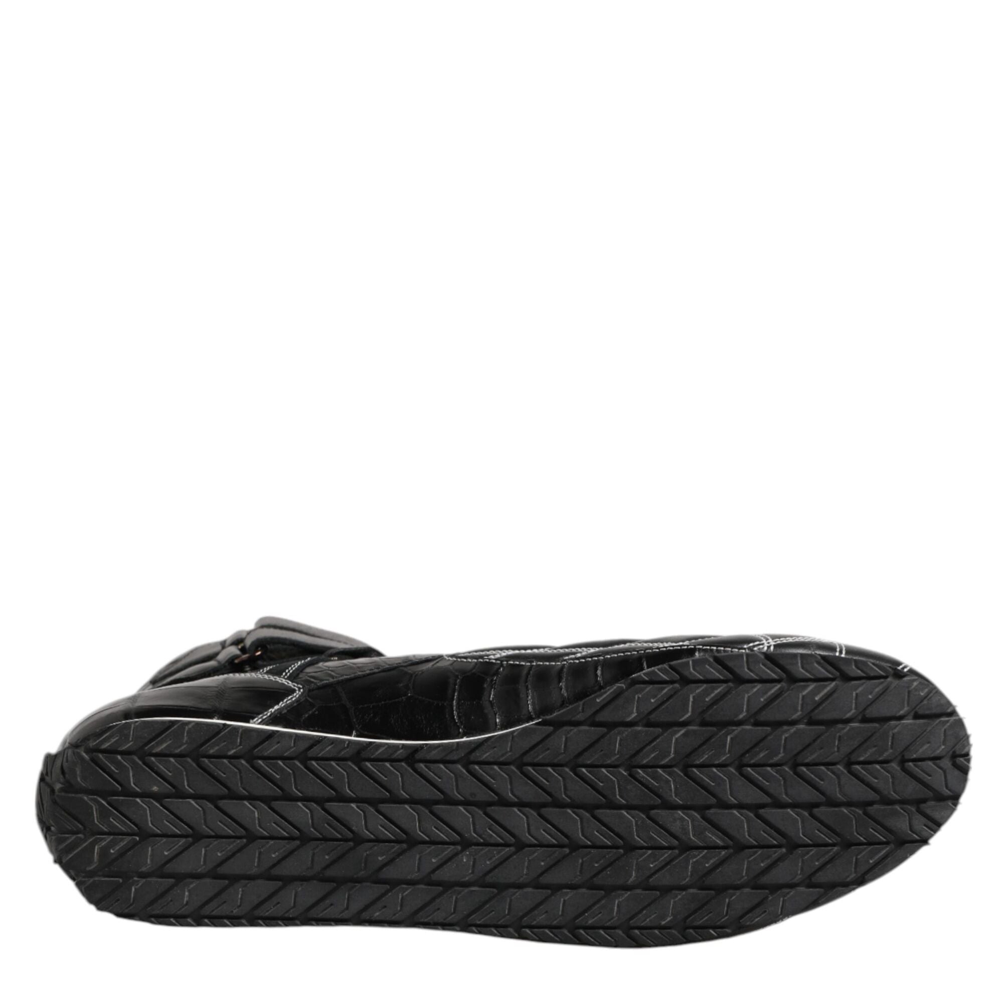 Dolce & Gabbana Black Quilted Leather Lace Up Sneakers Shoes