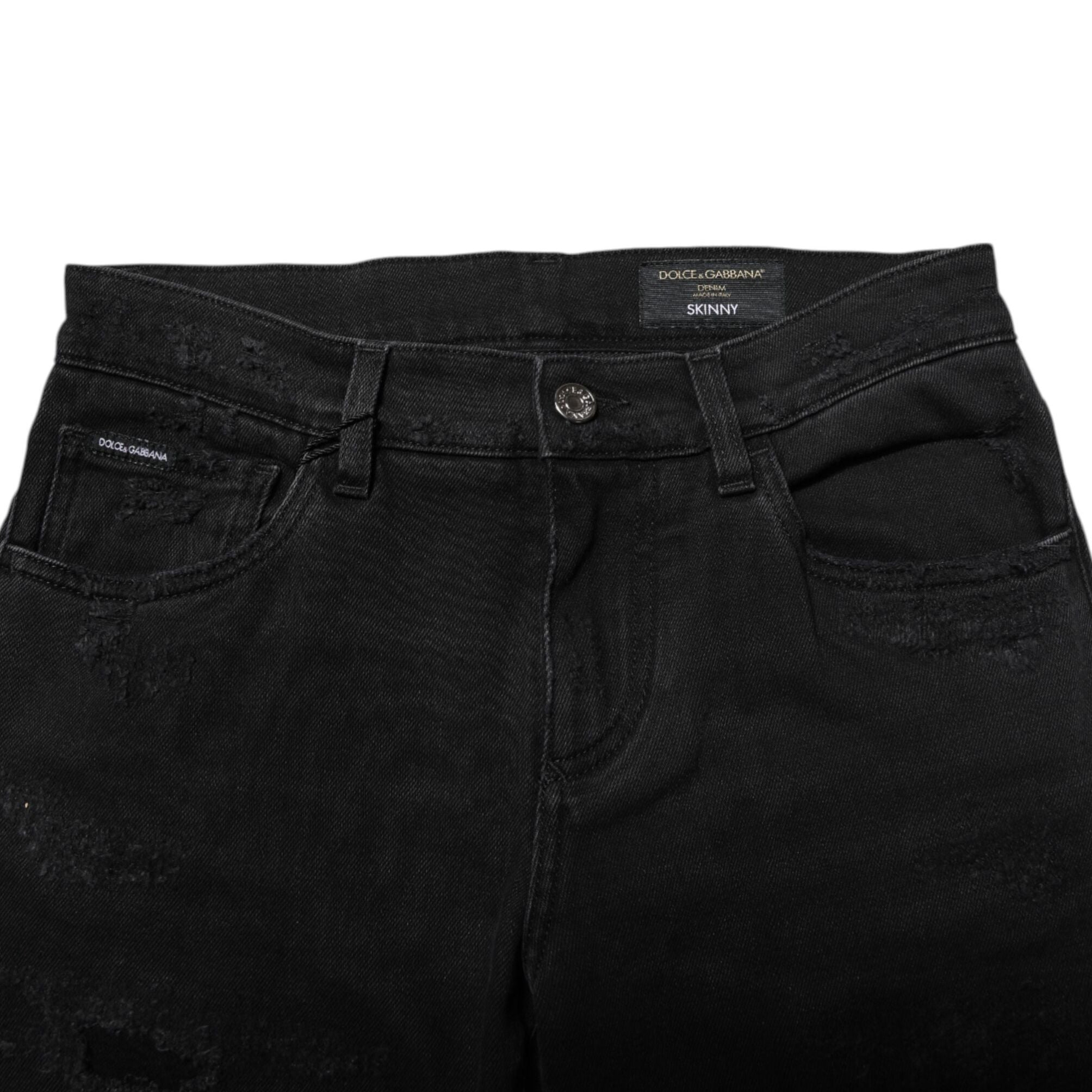 Dolce & Gabbana Black Cotton Skinny Men Denim Jeans