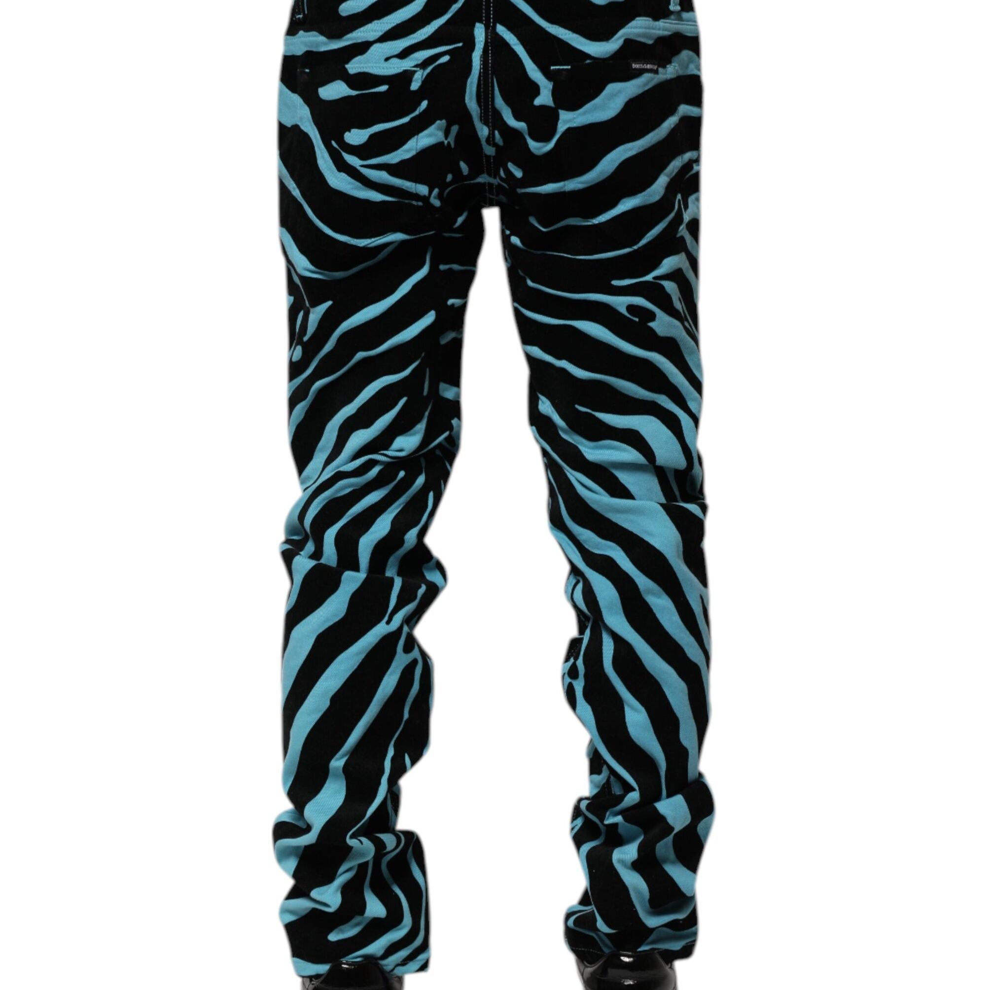 Dolce & Gabbana Blue Black Stripes Skinny Denim Jeans