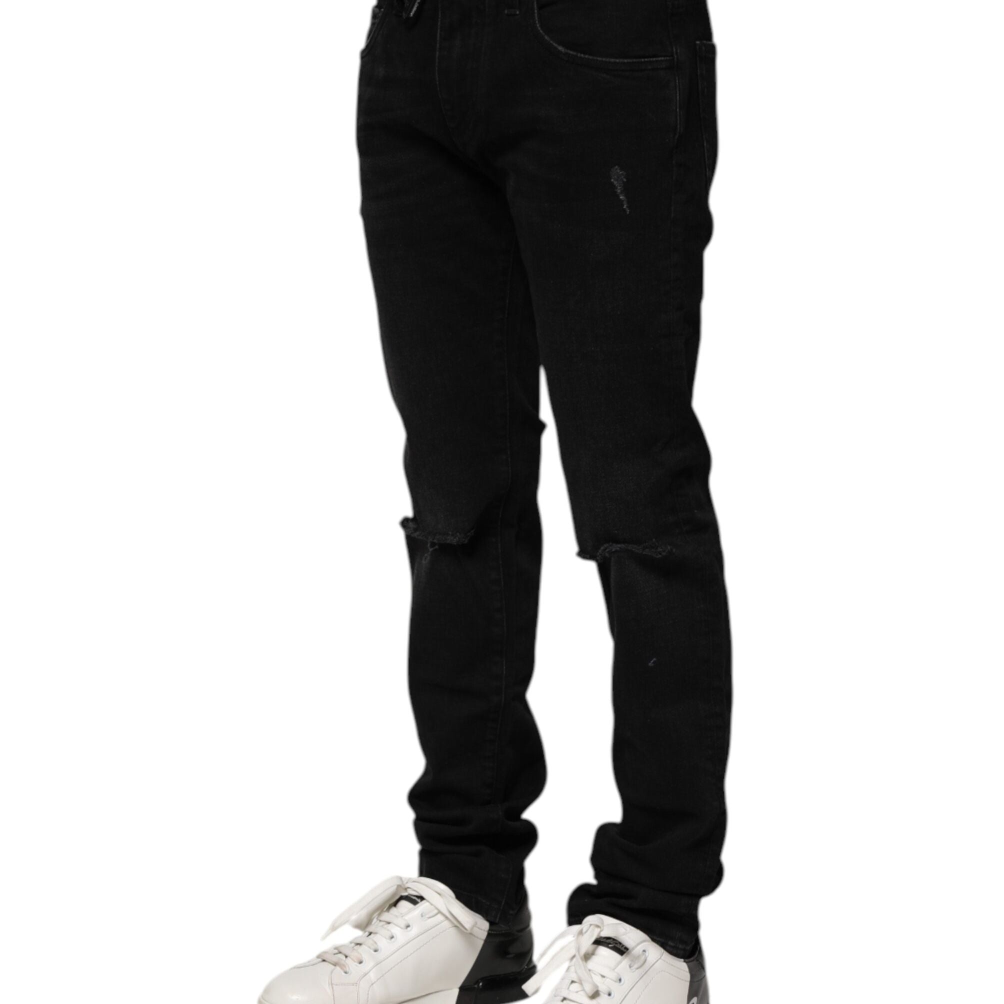 Dolce & Gabbana Black Cotton Skinny Men Denim Jeans