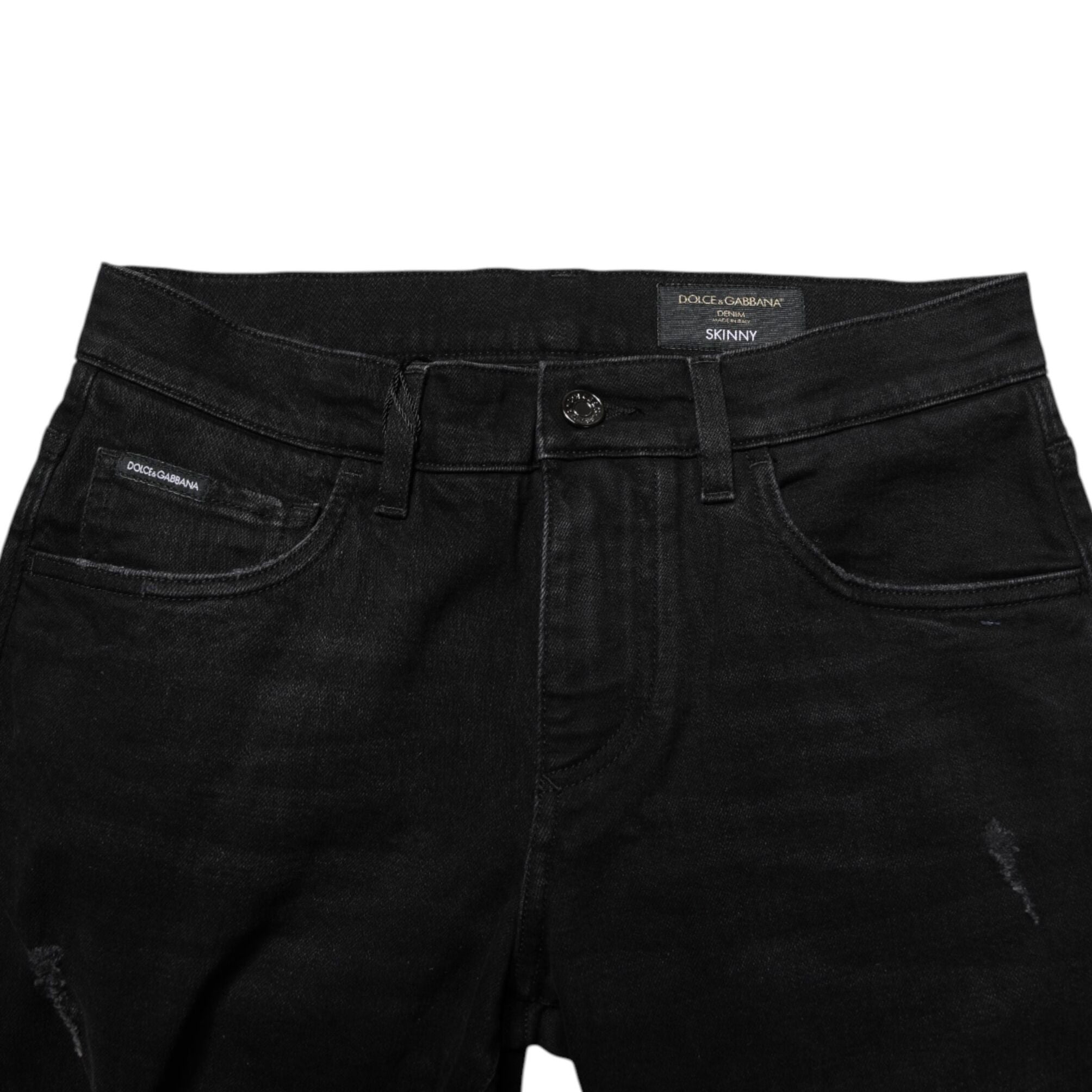 Dolce & Gabbana Black Cotton Skinny Men Denim Jeans