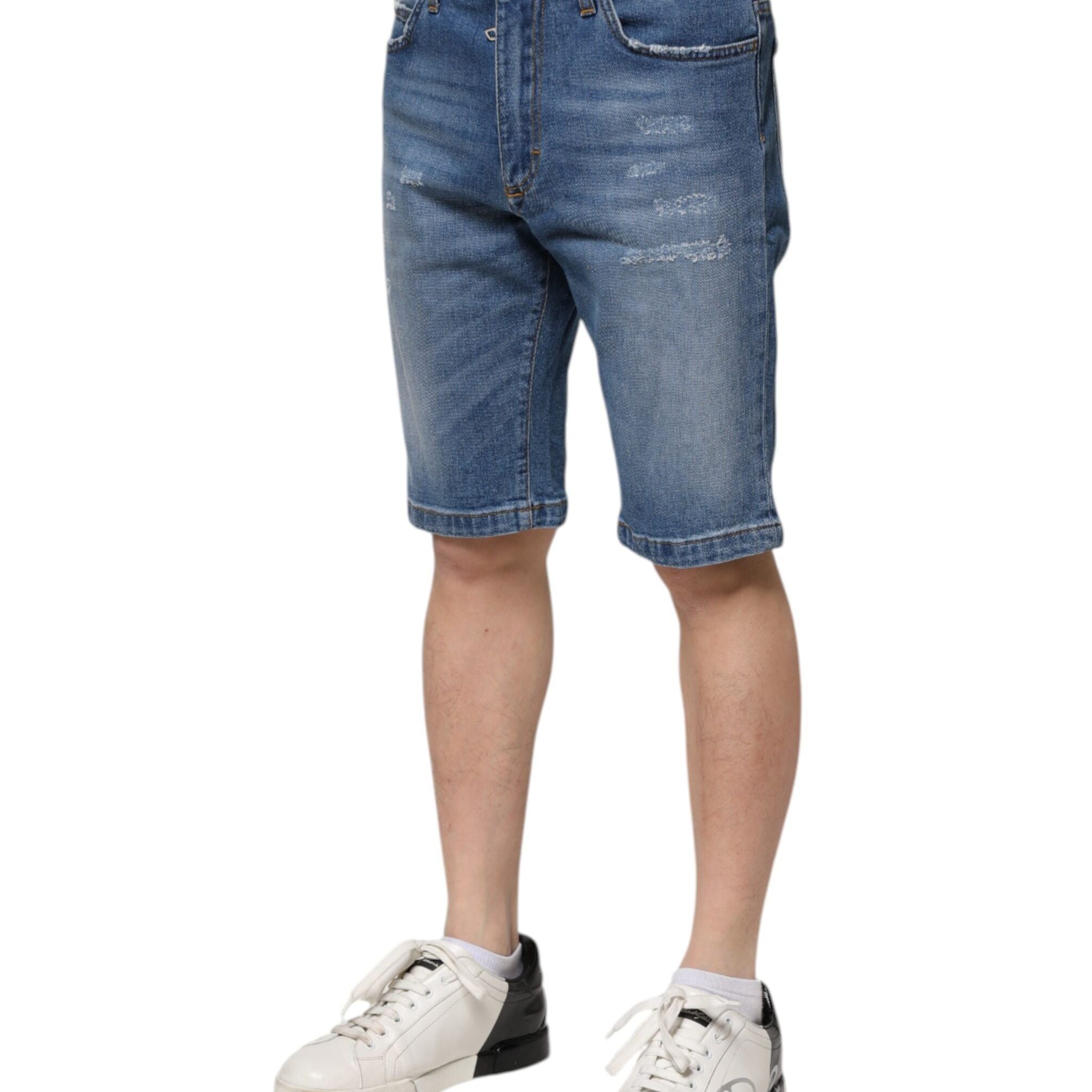Dolce & Gabbana Blue Cotton Stretch Men Denim Bermuda Shorts