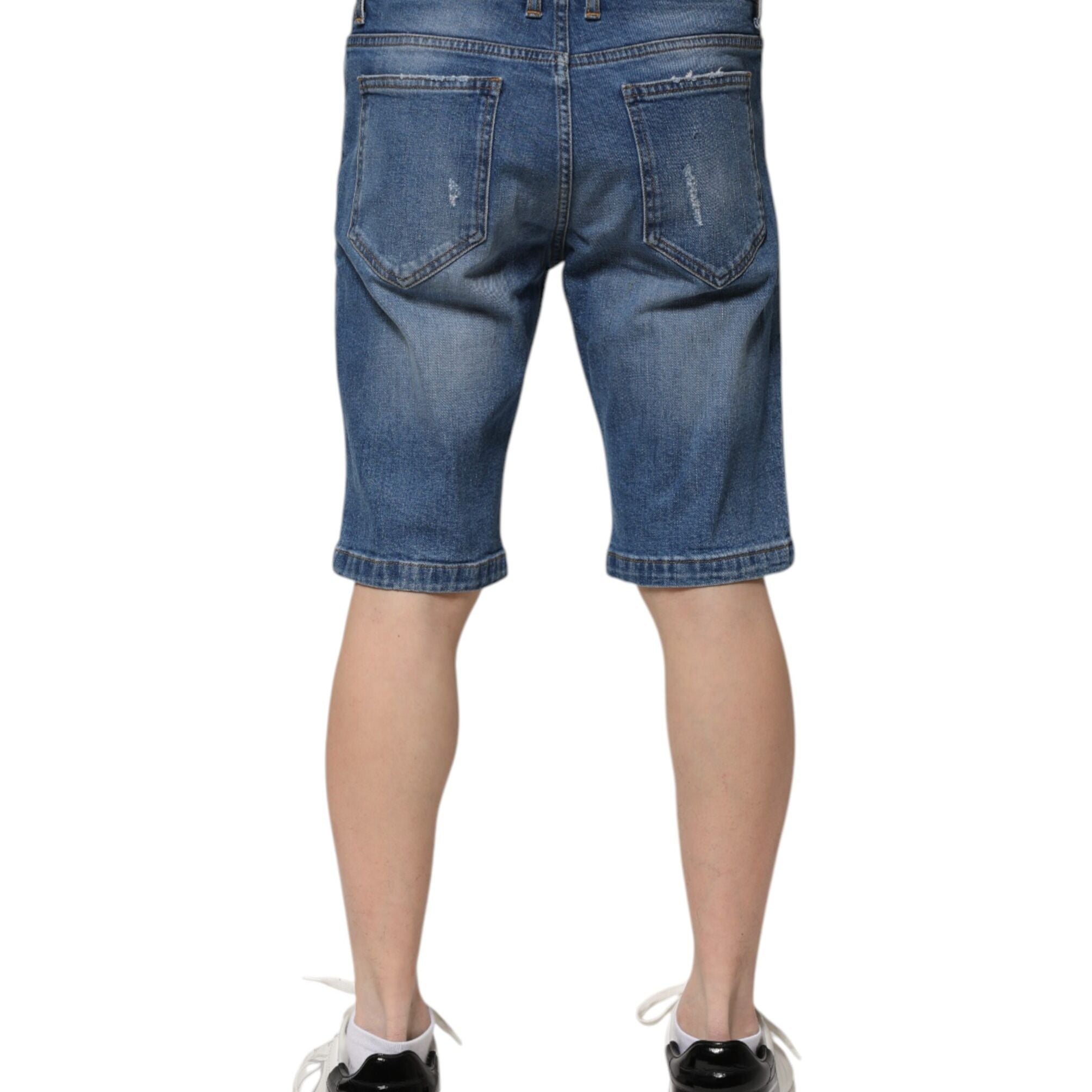 Dolce & Gabbana Blue Cotton Stretch Men Denim Bermuda Shorts