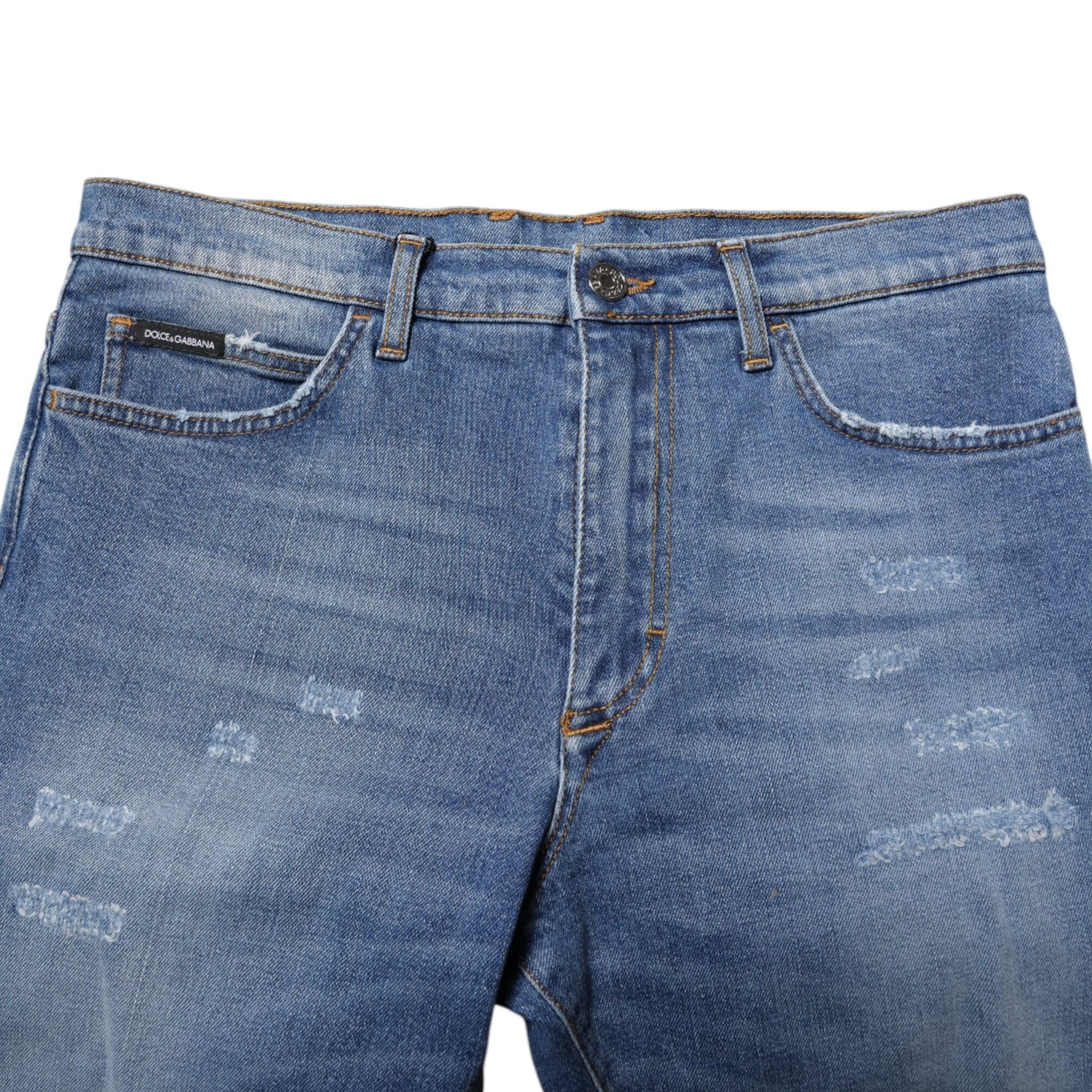 Dolce & Gabbana Blue Cotton Stretch Men Denim Bermuda Shorts