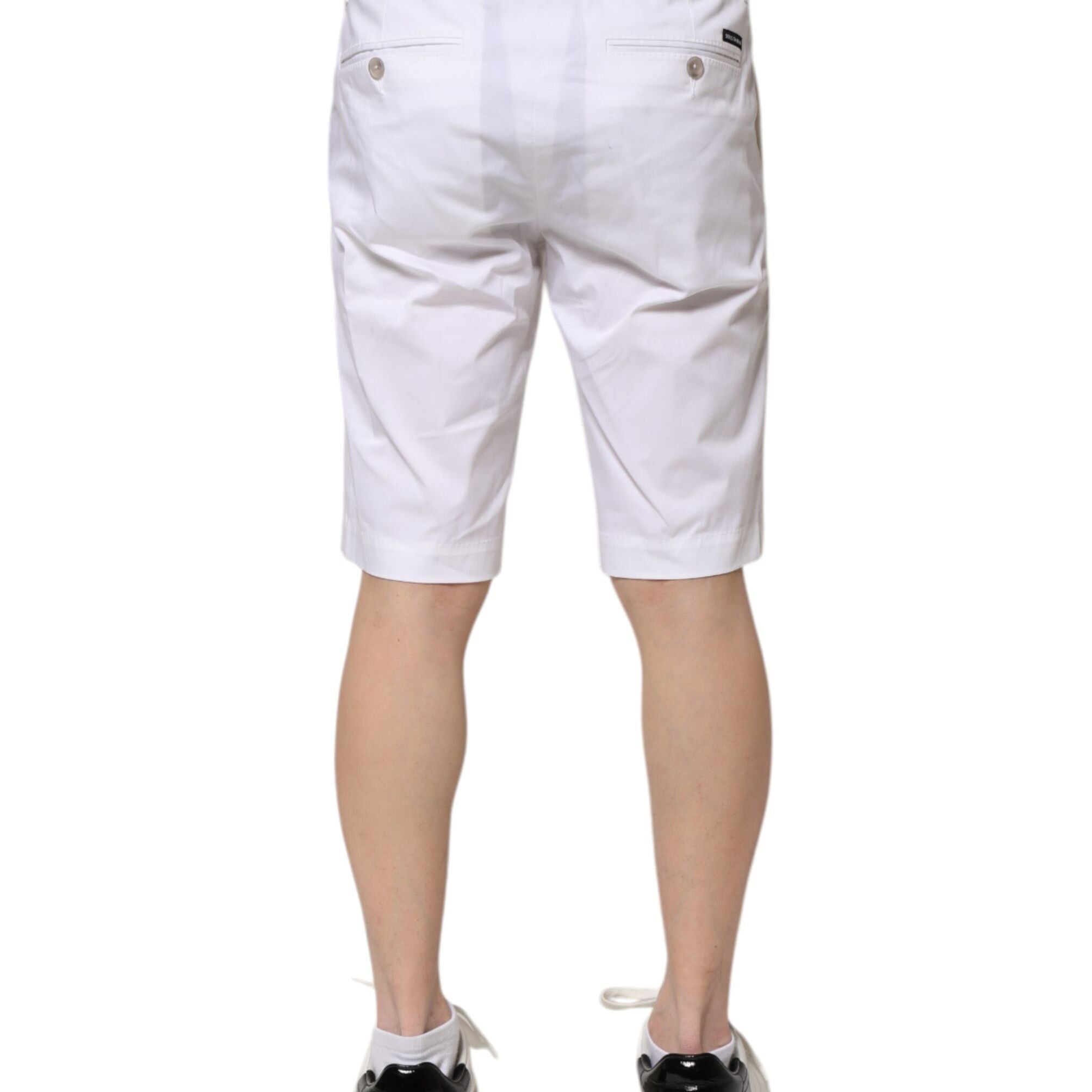 Dolce & Gabbana White Cotton Stretch Men Denim Bermuda Shorts