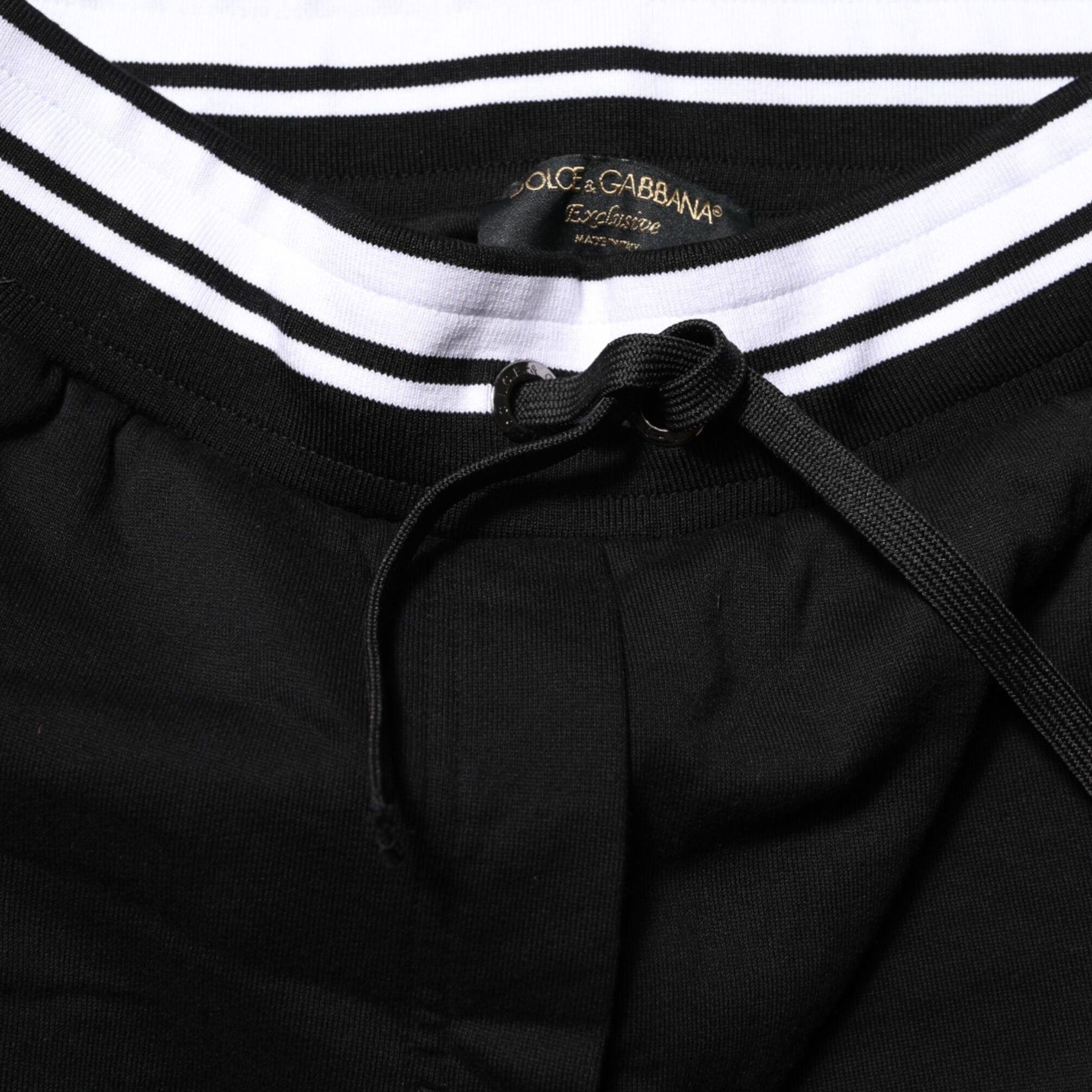 Dolce & Gabbana Black Cotton Mid Waist Jogger Pants