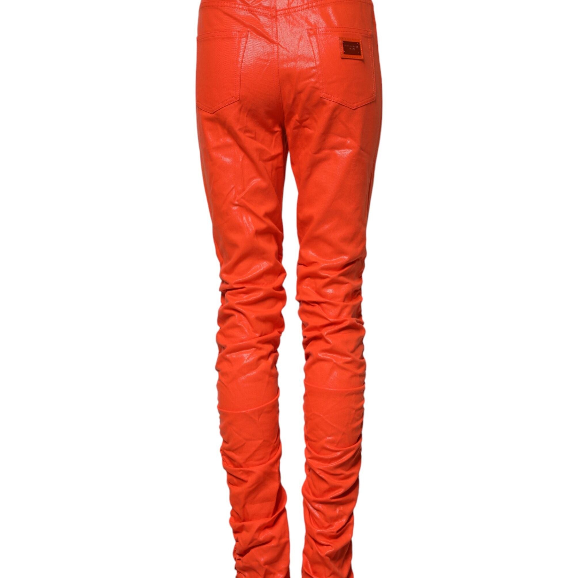 Dolce & Gabbana Orange Cotton High Waisted Denim Jeans