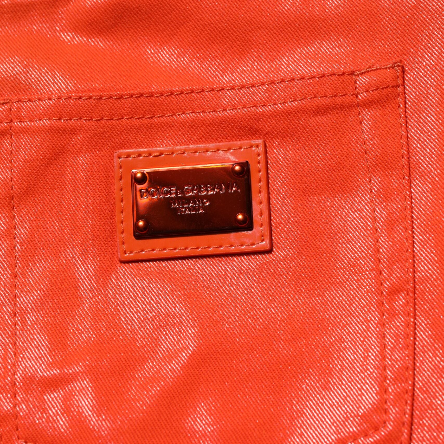 Dolce & Gabbana Orange Cotton High Waisted Denim Jeans