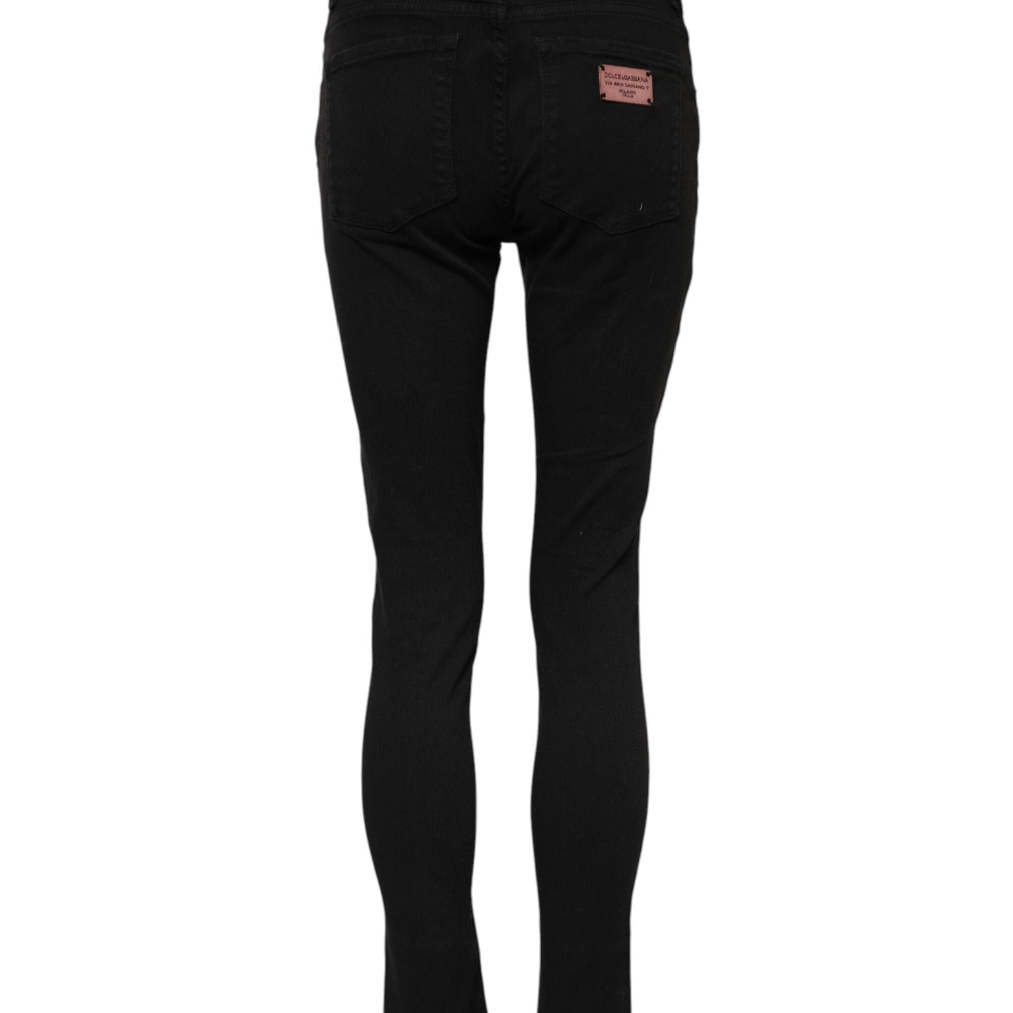 Dolce & Gabbana Black Cotton Skinny Mid Waisted Denim Jeans