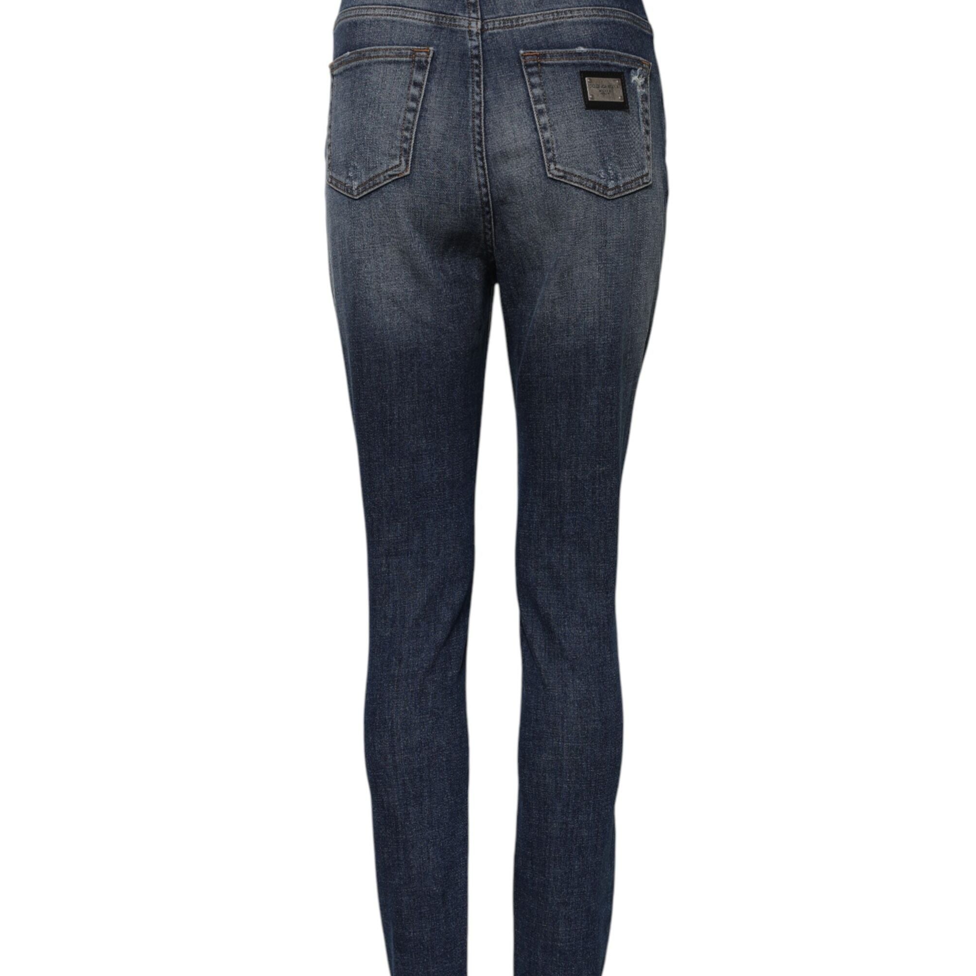 Dolce & Gabbana Blue Washed Cotton High Waisted Denim Jeans