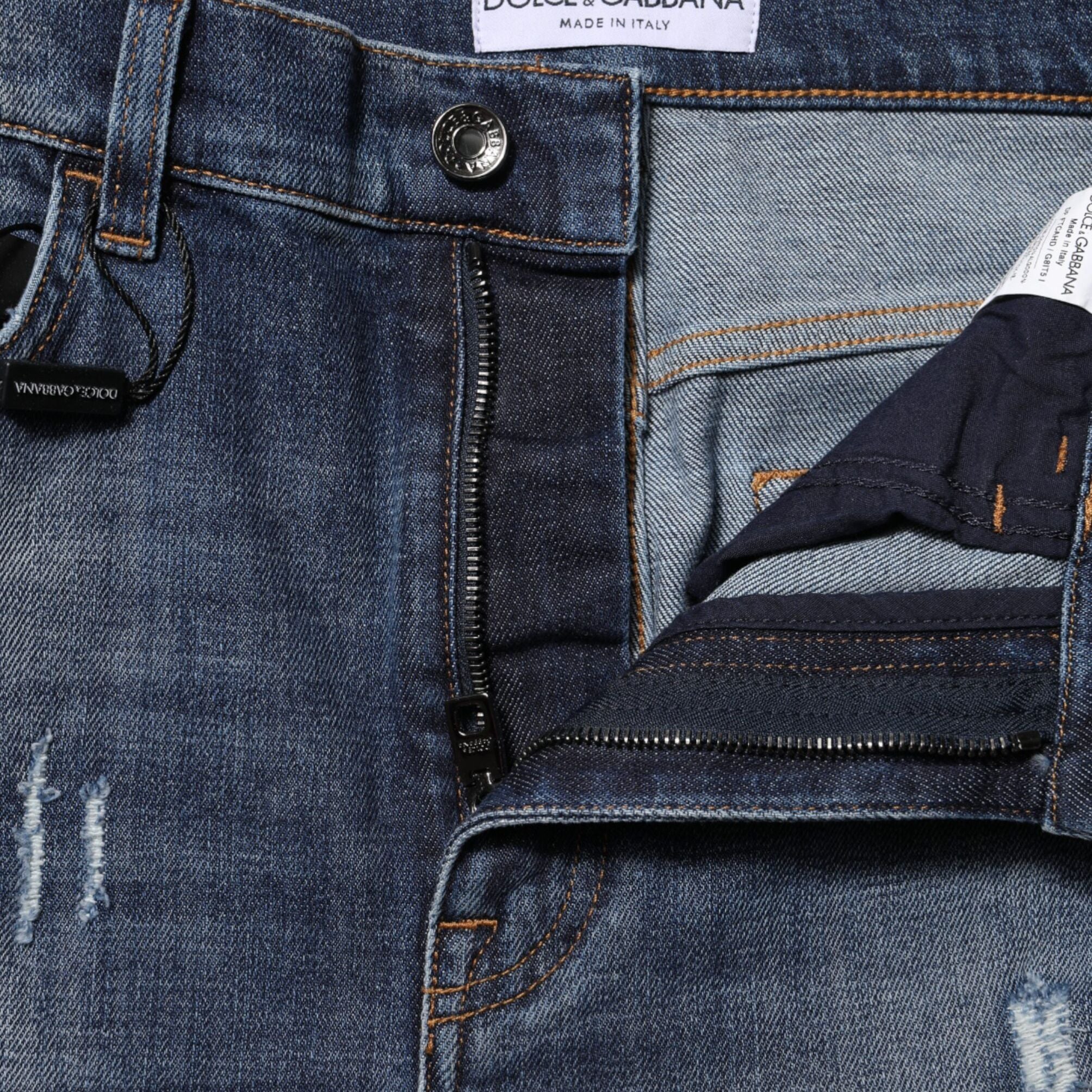 Dolce & Gabbana Blue Washed Cotton High Waisted Denim Jeans