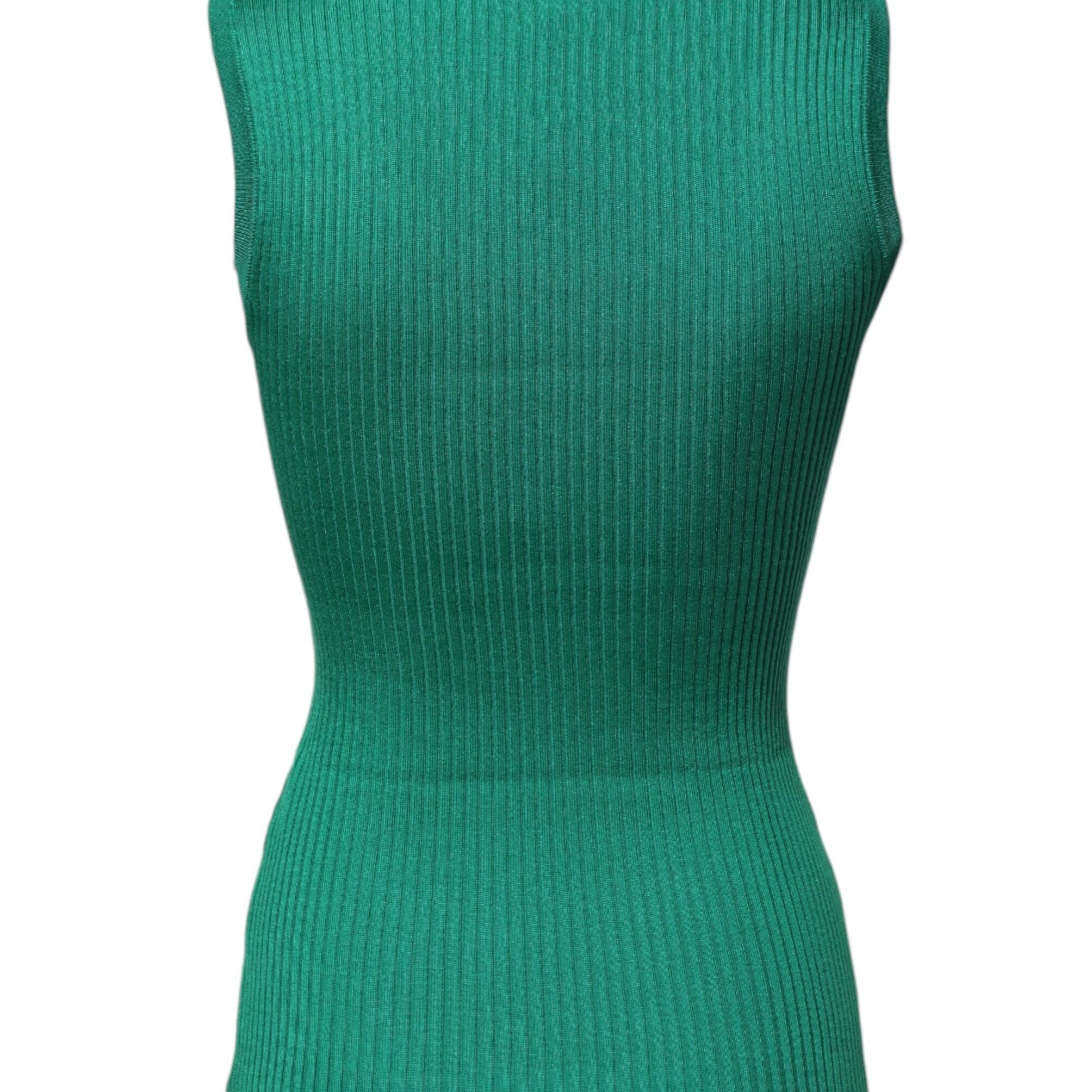 Dolce & Gabbana Green Silk Sleeveless Round Neck Tank Top