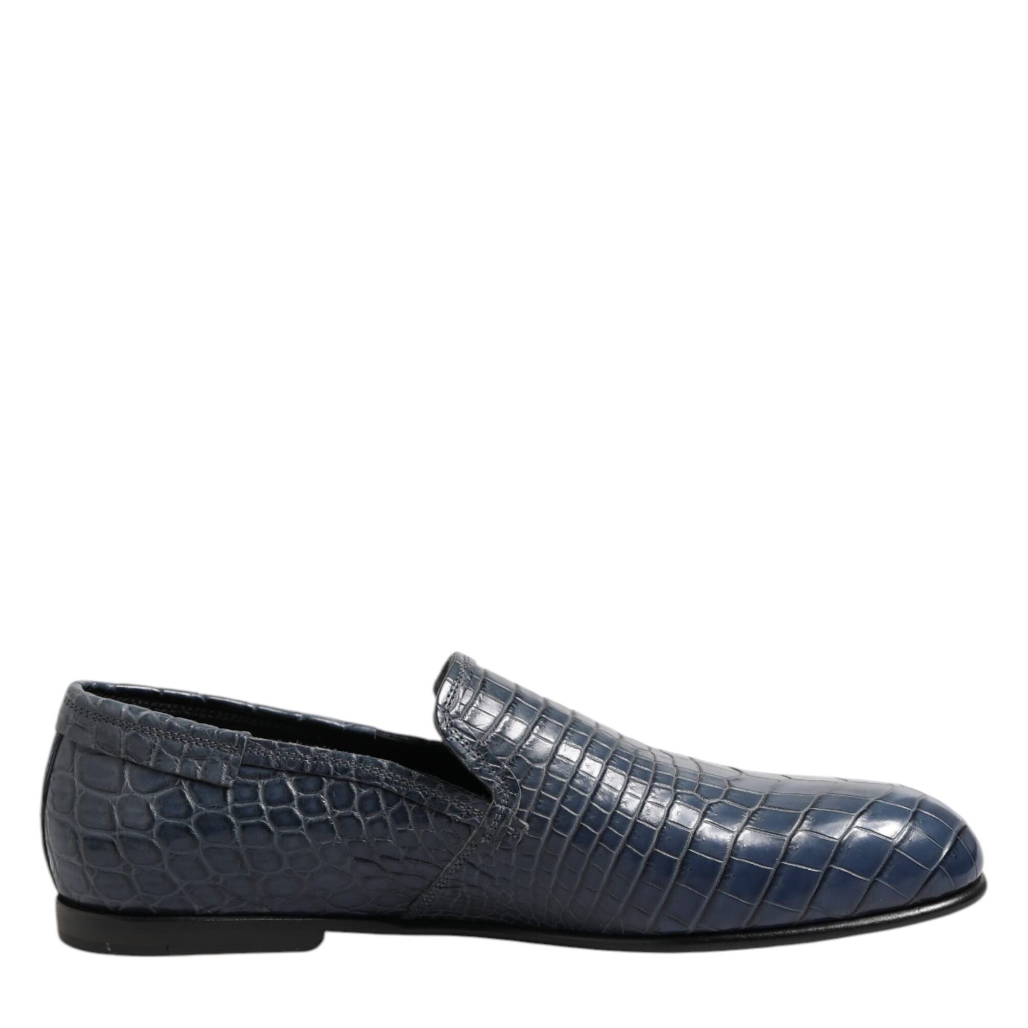Dolce & Gabbana Blue Exotic Leather Slip On Loafers Men Dress Shoes