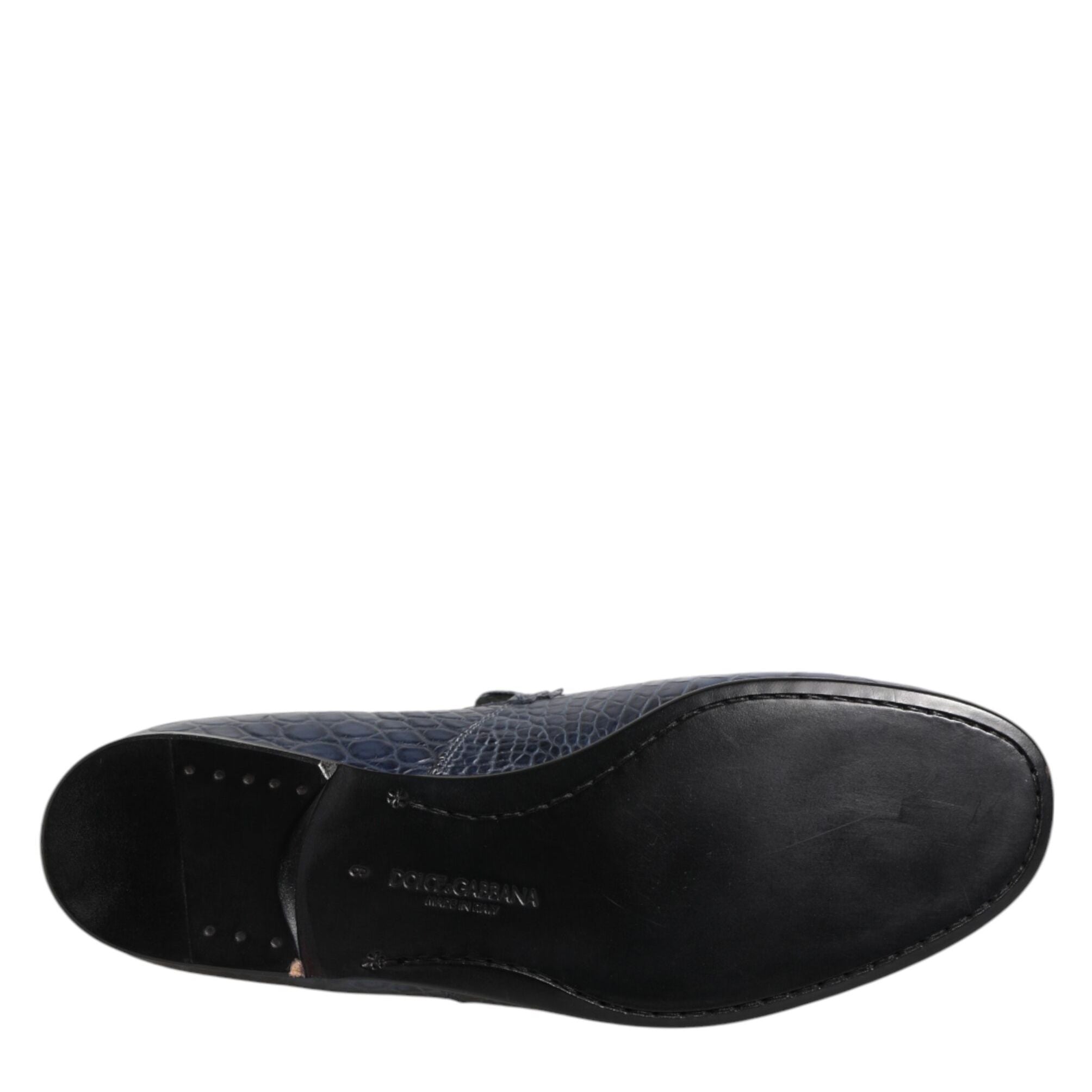 Dolce & Gabbana Blue Exotic Leather Slip On Loafers Men Dress Shoes