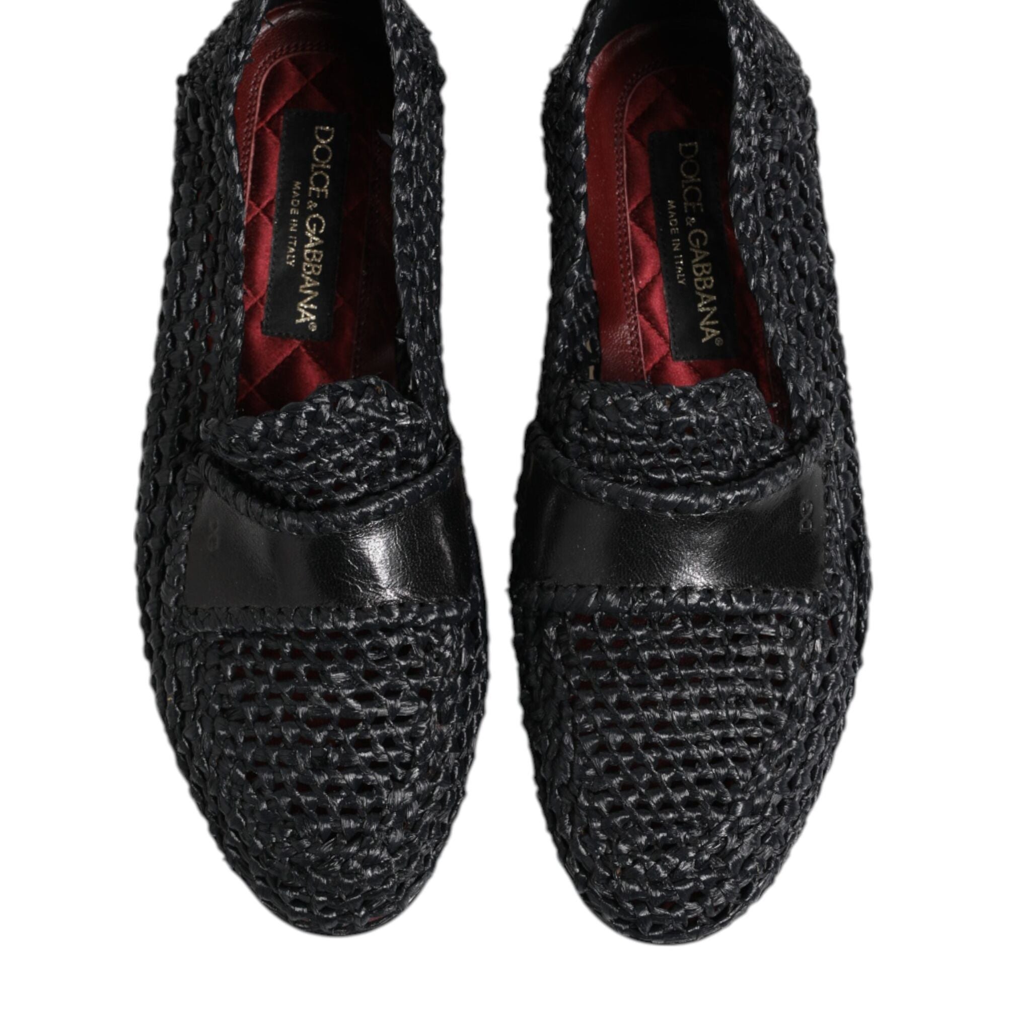 Dolce & Gabbana Black Woven Leather Slip On Loafers Men Shoes