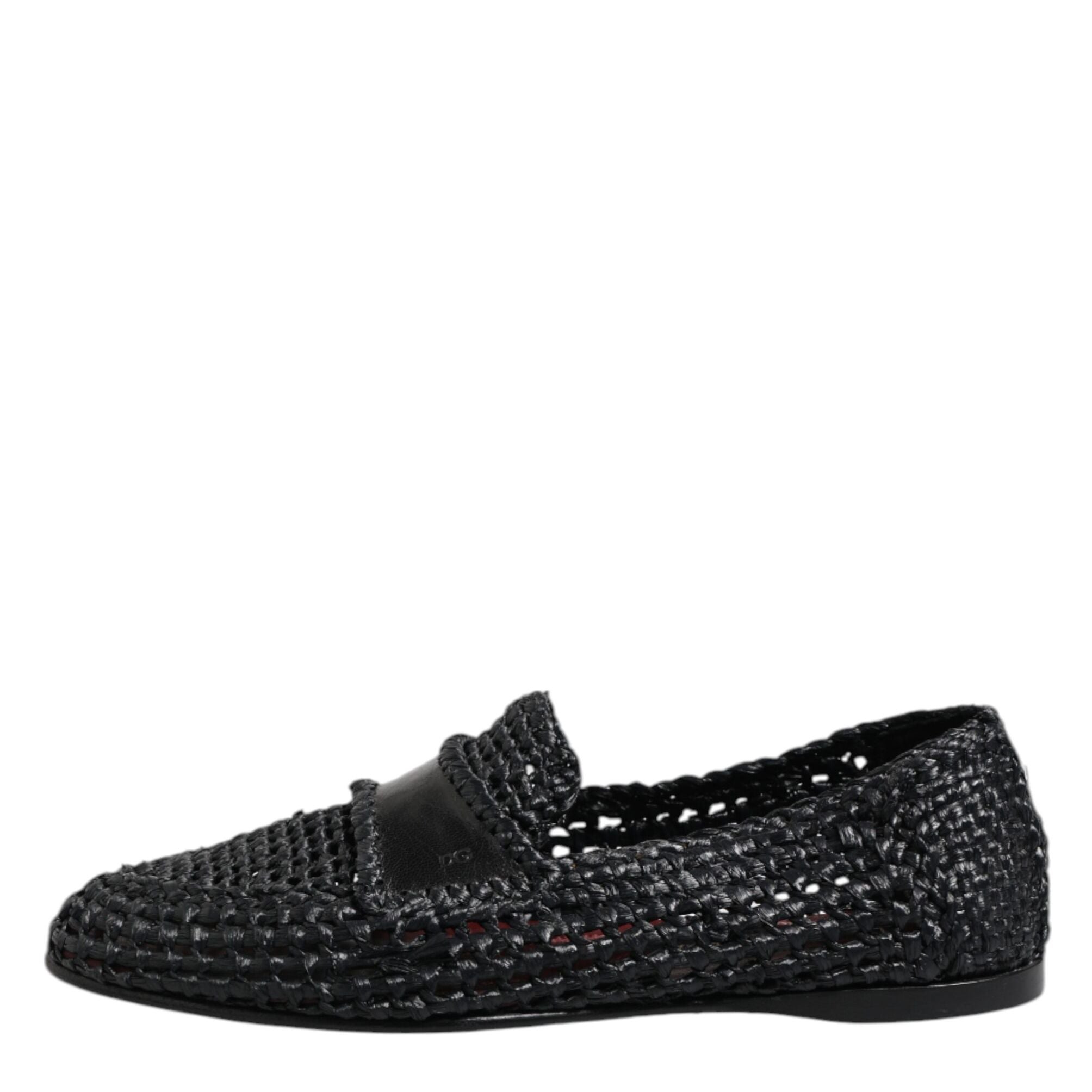 Dolce & Gabbana Black Woven Leather Slip On Loafers Men Shoes