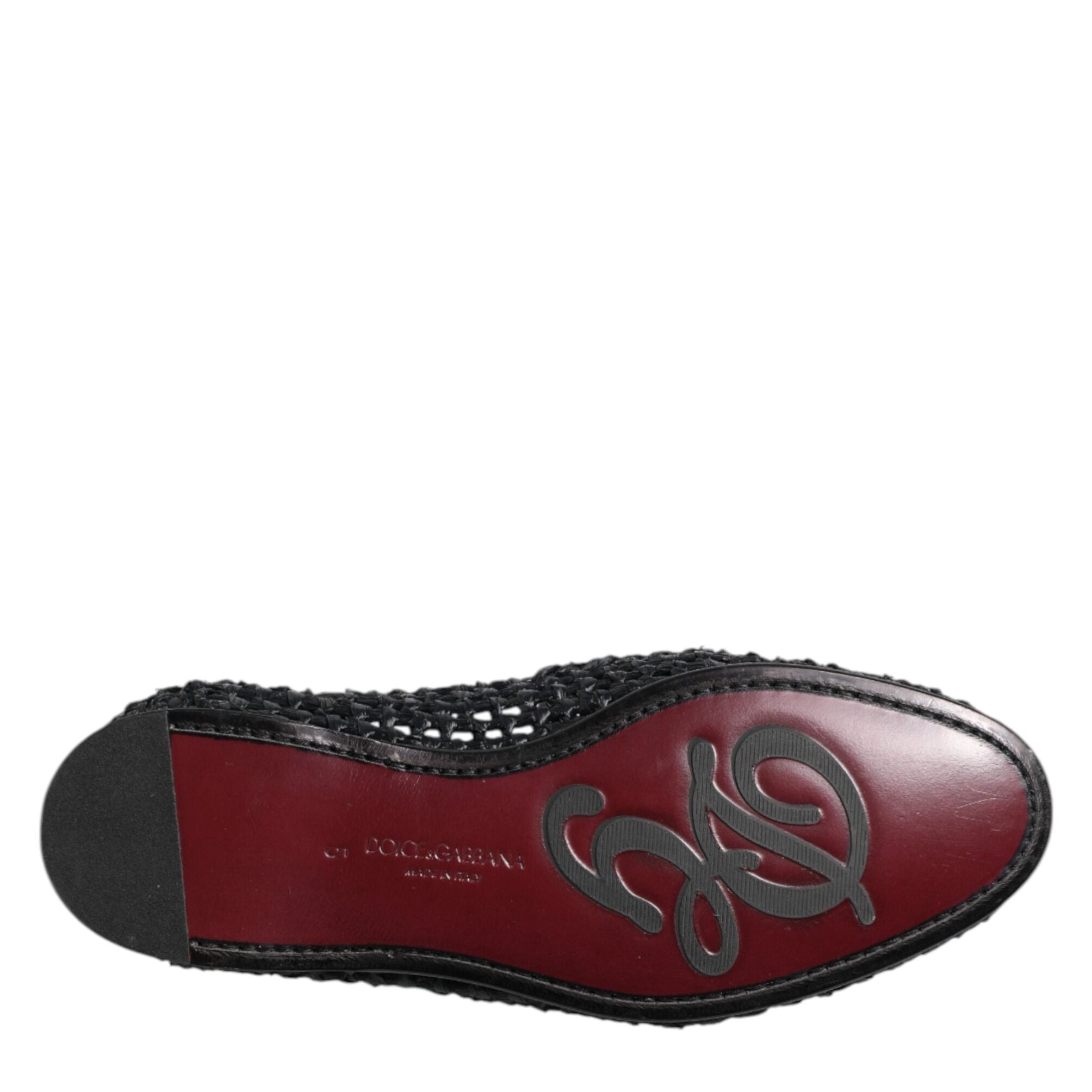 Dolce & Gabbana Black Woven Leather Slip On Loafers Men Shoes