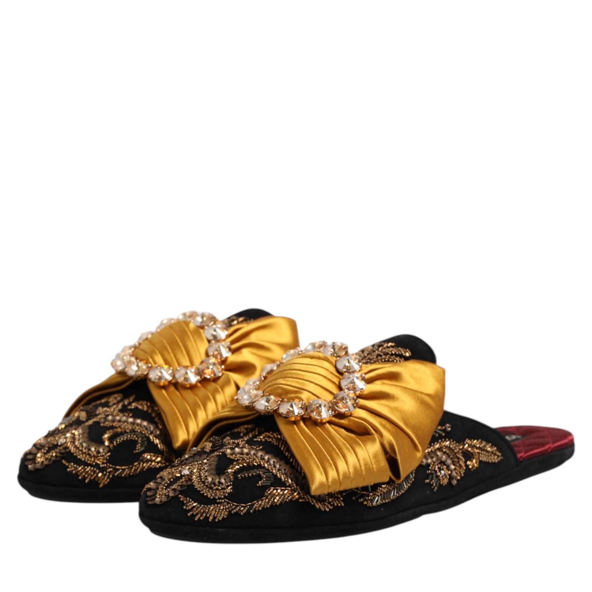 Dolce & Gabbana Multicolor Embellished Flat Sandals Shoes
