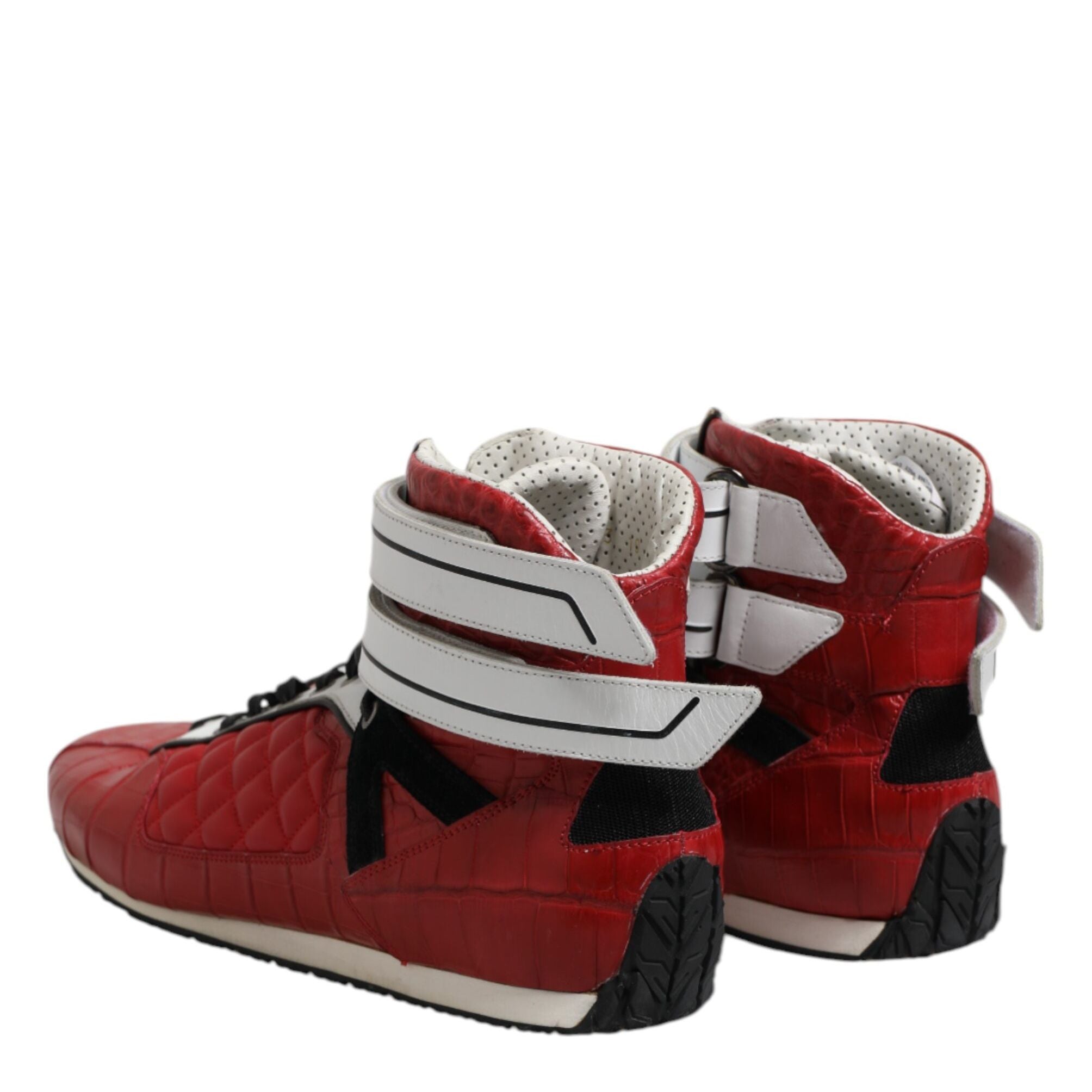 Dolce & Gabbana Red Quilted Leather Lace Up Sneakers Shoes