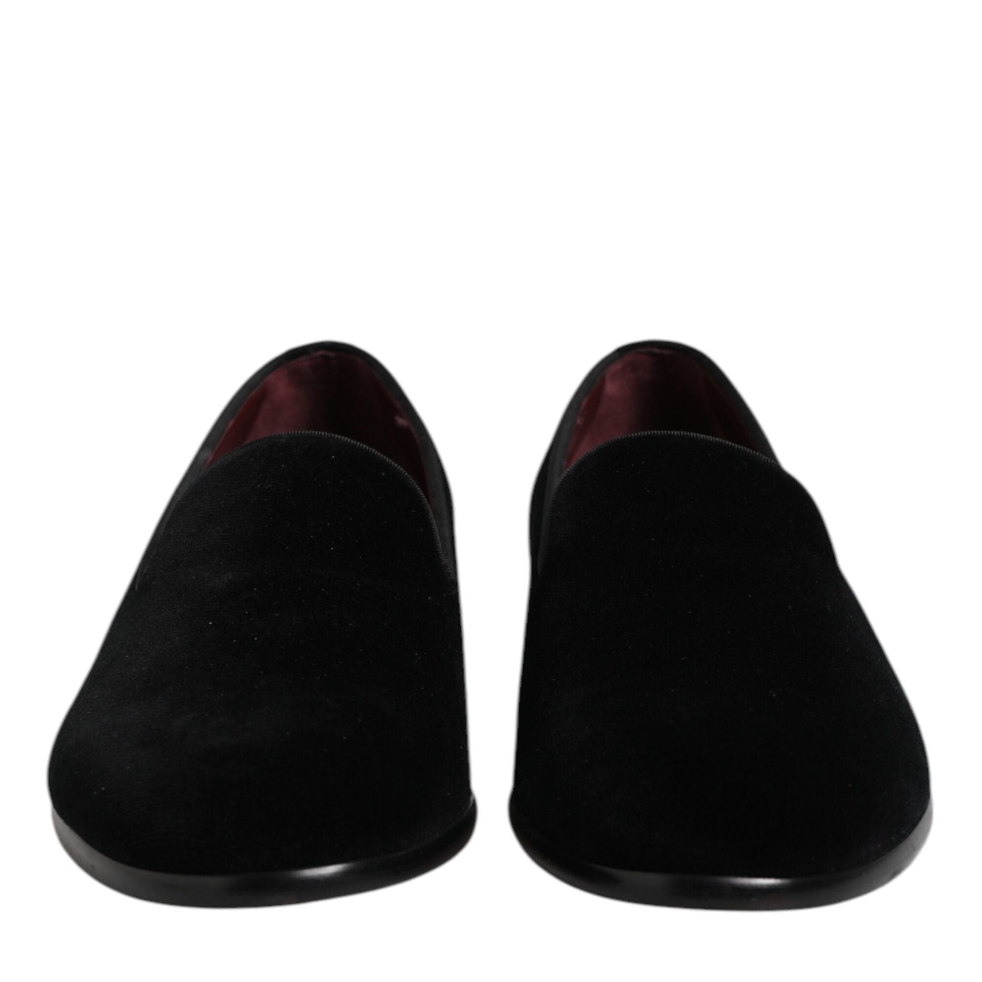 Dolce & Gabbana Black Velvet Slip On Loafers Formal Shoes