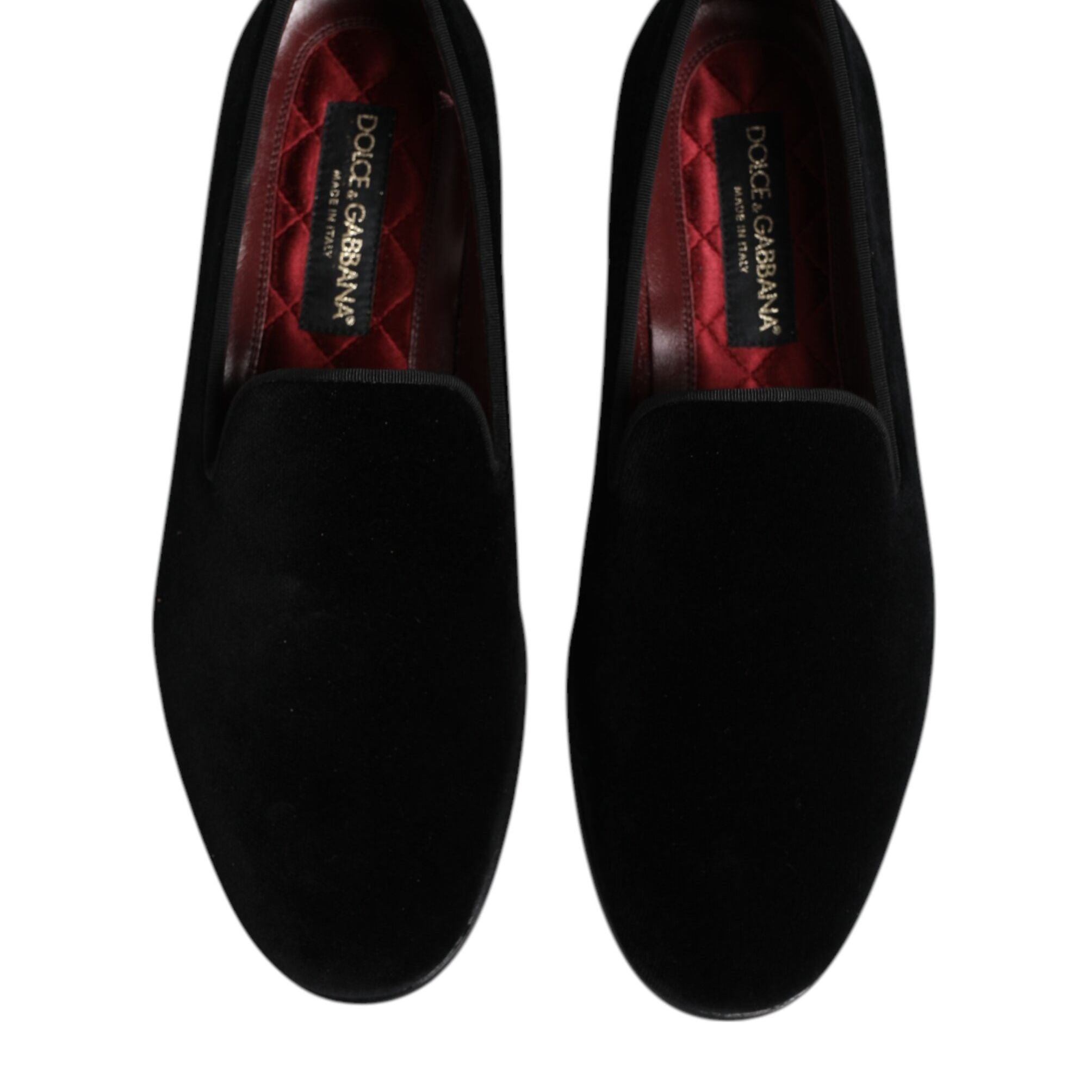 Dolce & Gabbana Black Velvet Slip On Loafers Formal Shoes