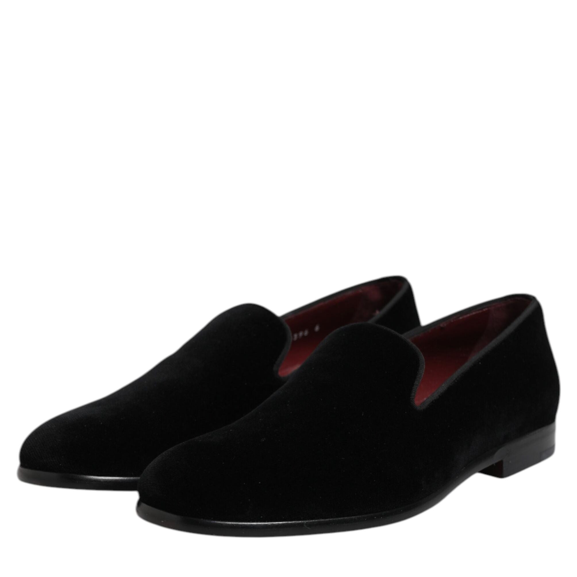 Dolce & Gabbana Black Velvet Slip On Loafers Formal Shoes