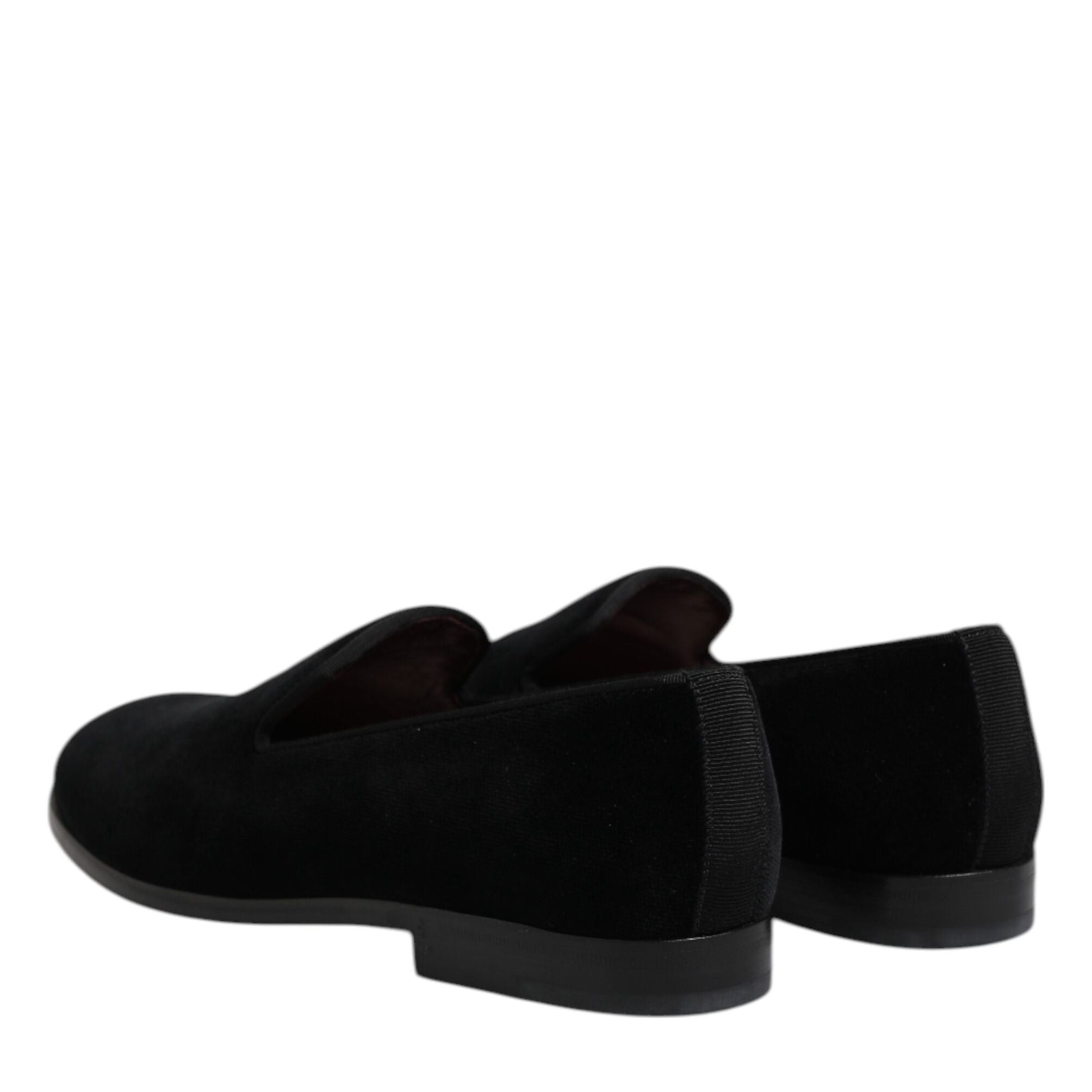 Dolce & Gabbana Black Velvet Slip On Loafers Formal Shoes