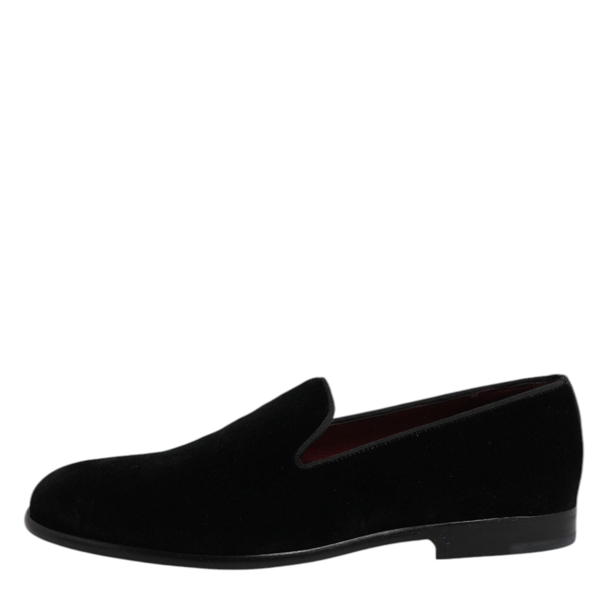 Dolce & Gabbana Black Velvet Slip On Loafers Formal Shoes