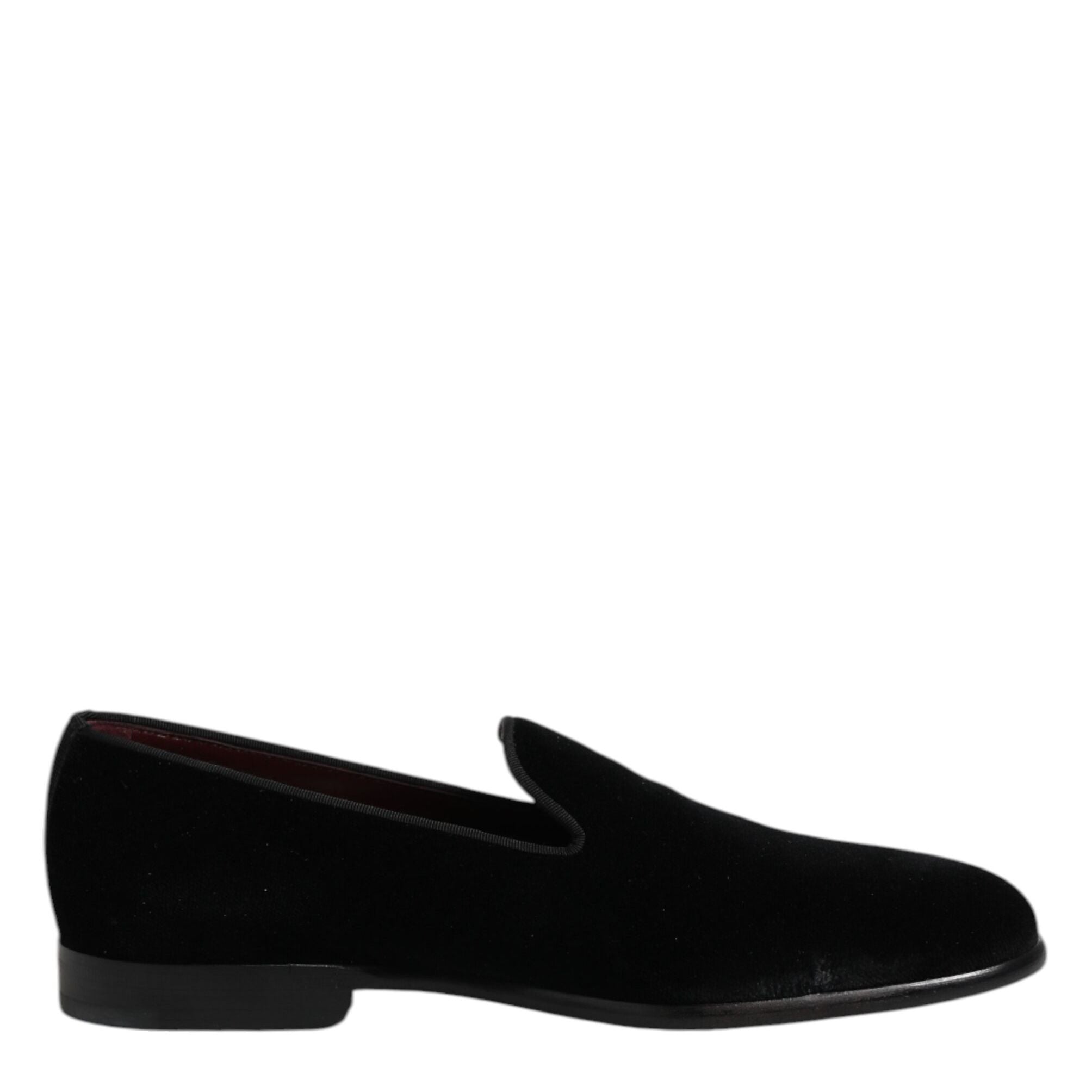 Dolce & Gabbana Black Velvet Slip On Loafers Formal Shoes