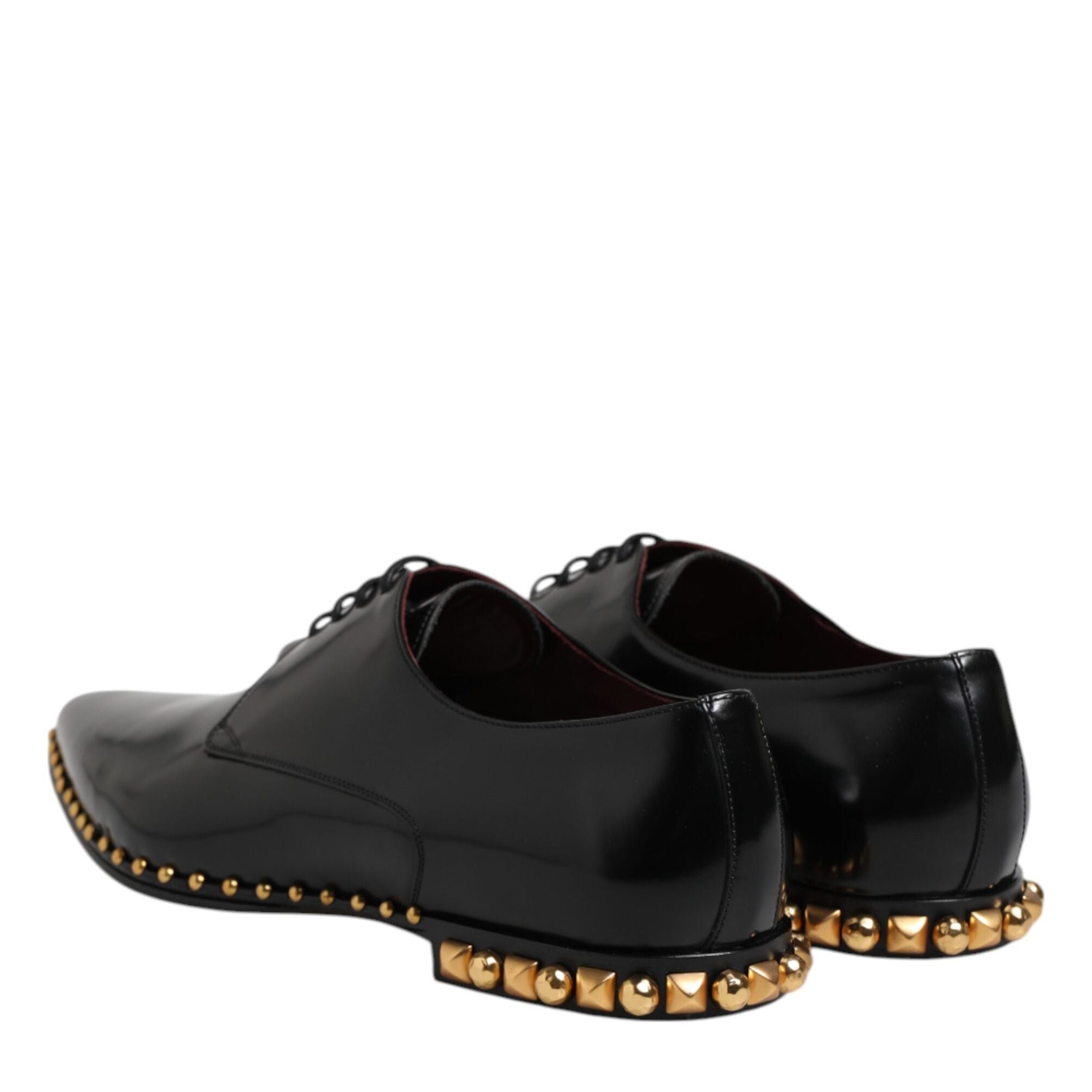 Dolce & Gabbana Black Leather Studded Derby Men Dress Shoes