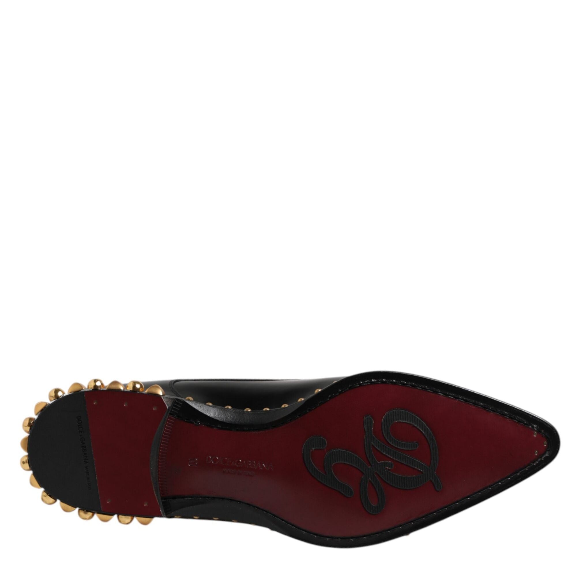 Dolce & Gabbana Black Leather Studded Derby Men Dress Shoes