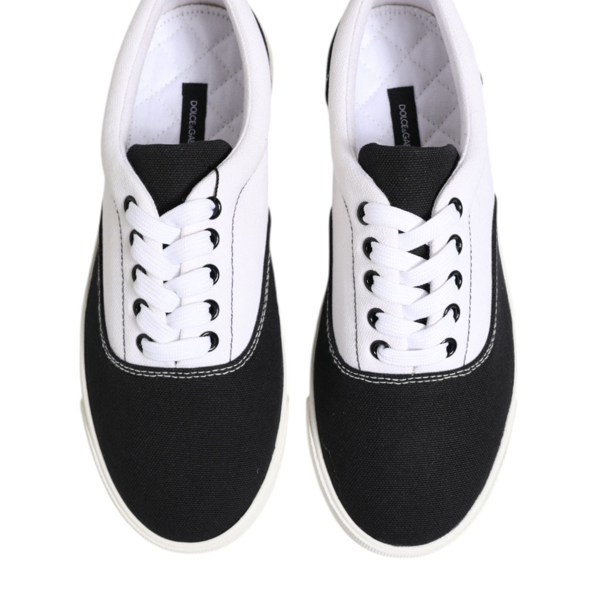 Dolce & Gabbana Black Cotton Canvas Lace Up Men Sneakers Shoes
