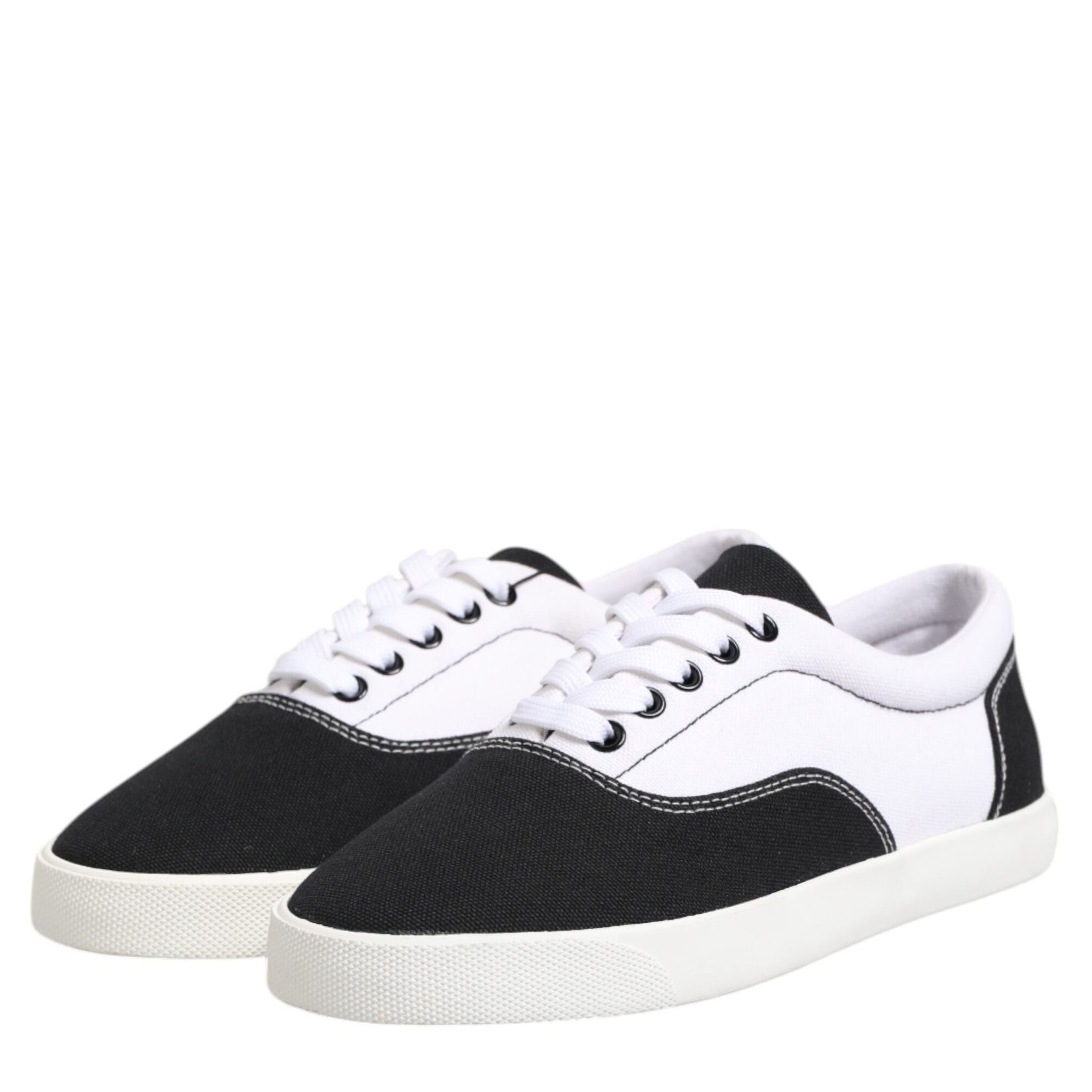 Dolce & Gabbana Black Cotton Canvas Lace Up Men Sneakers Shoes