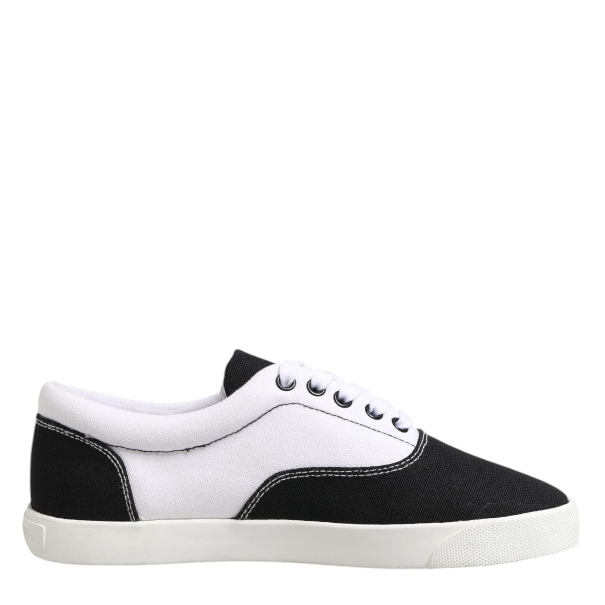 Dolce & Gabbana Black Cotton Canvas Lace Up Men Sneakers Shoes