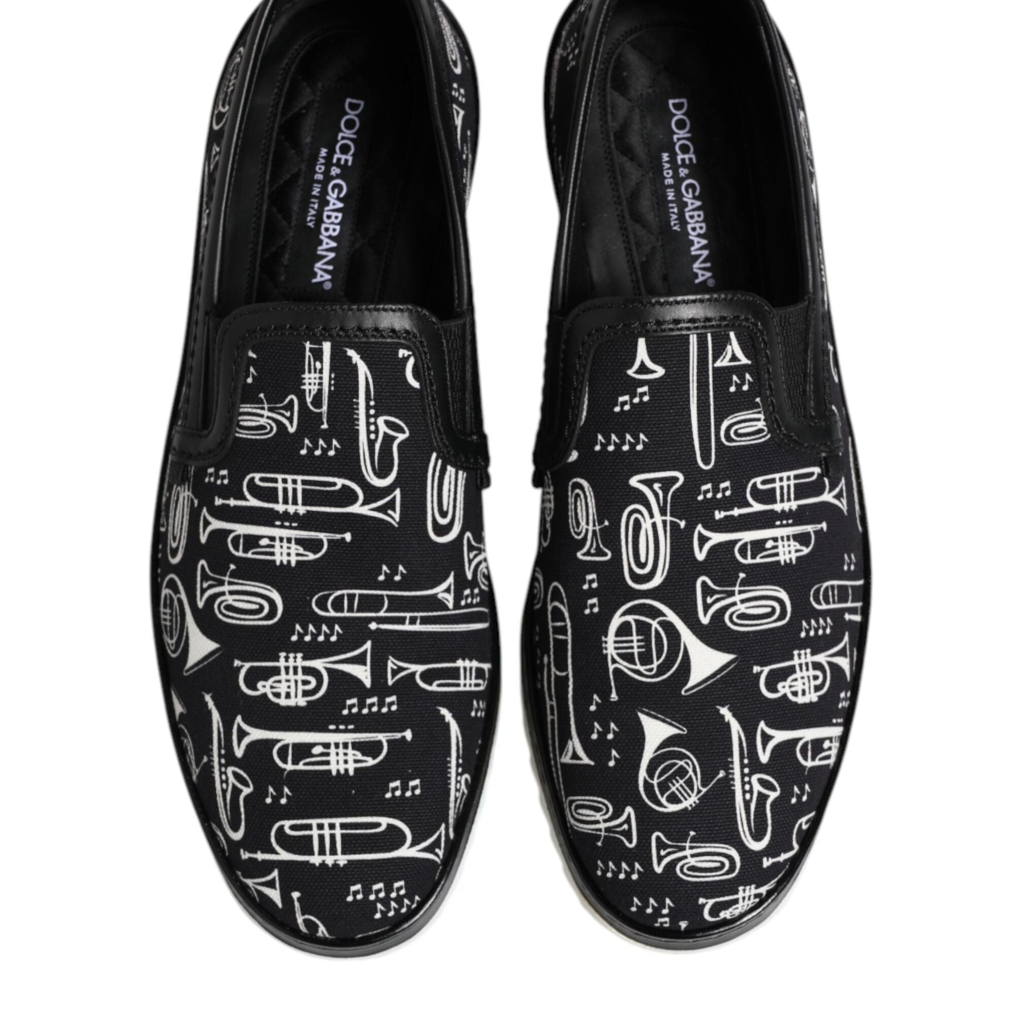 Dolce & Gabbana Black Slip On Printed Men Loafers Shoes