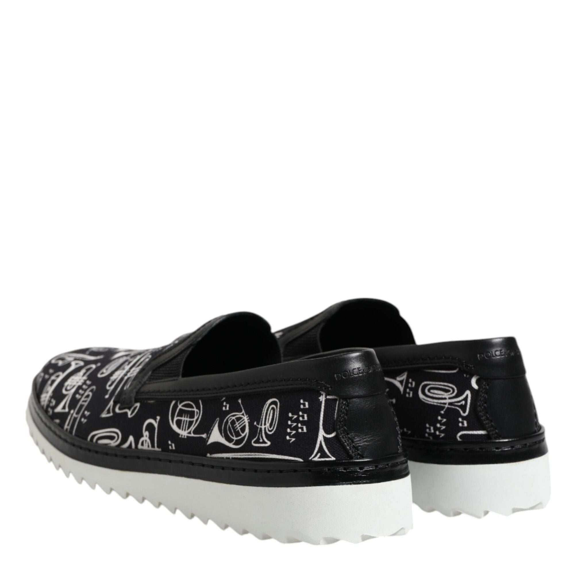 Dolce & Gabbana Black Slip On Printed Men Loafers Shoes