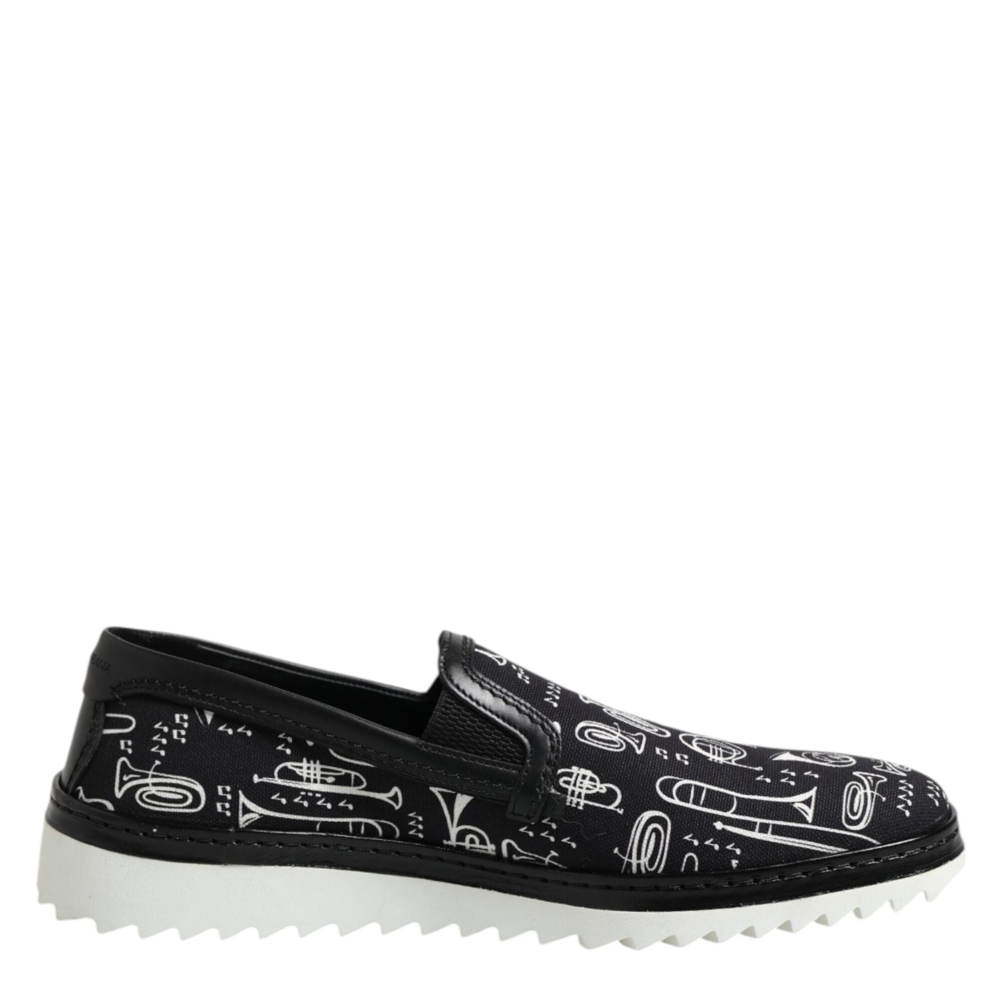 Dolce & Gabbana Black Slip On Printed Men Loafers Shoes