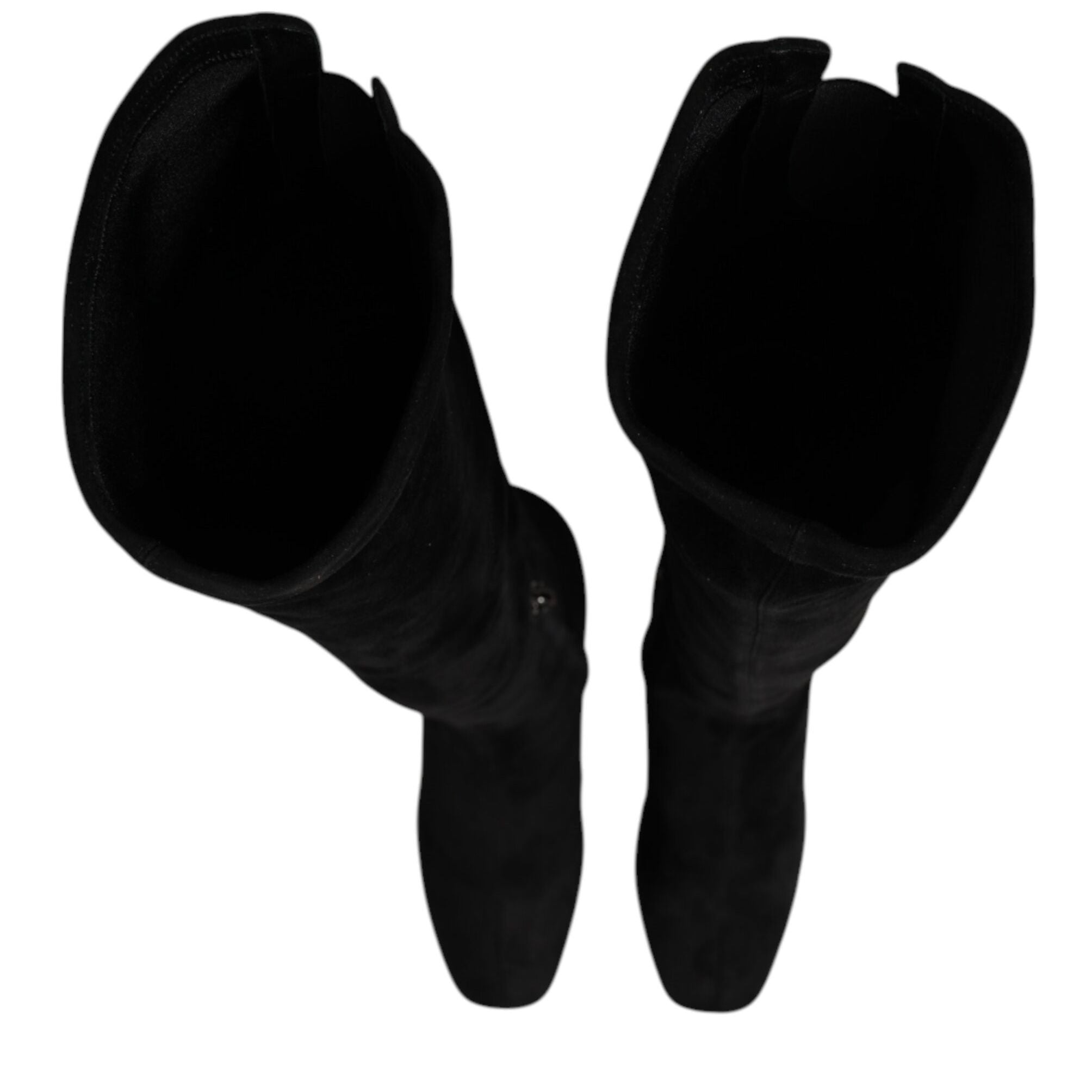 Dolce & Gabbana Black Suede Leather Knee High Boots Shoes